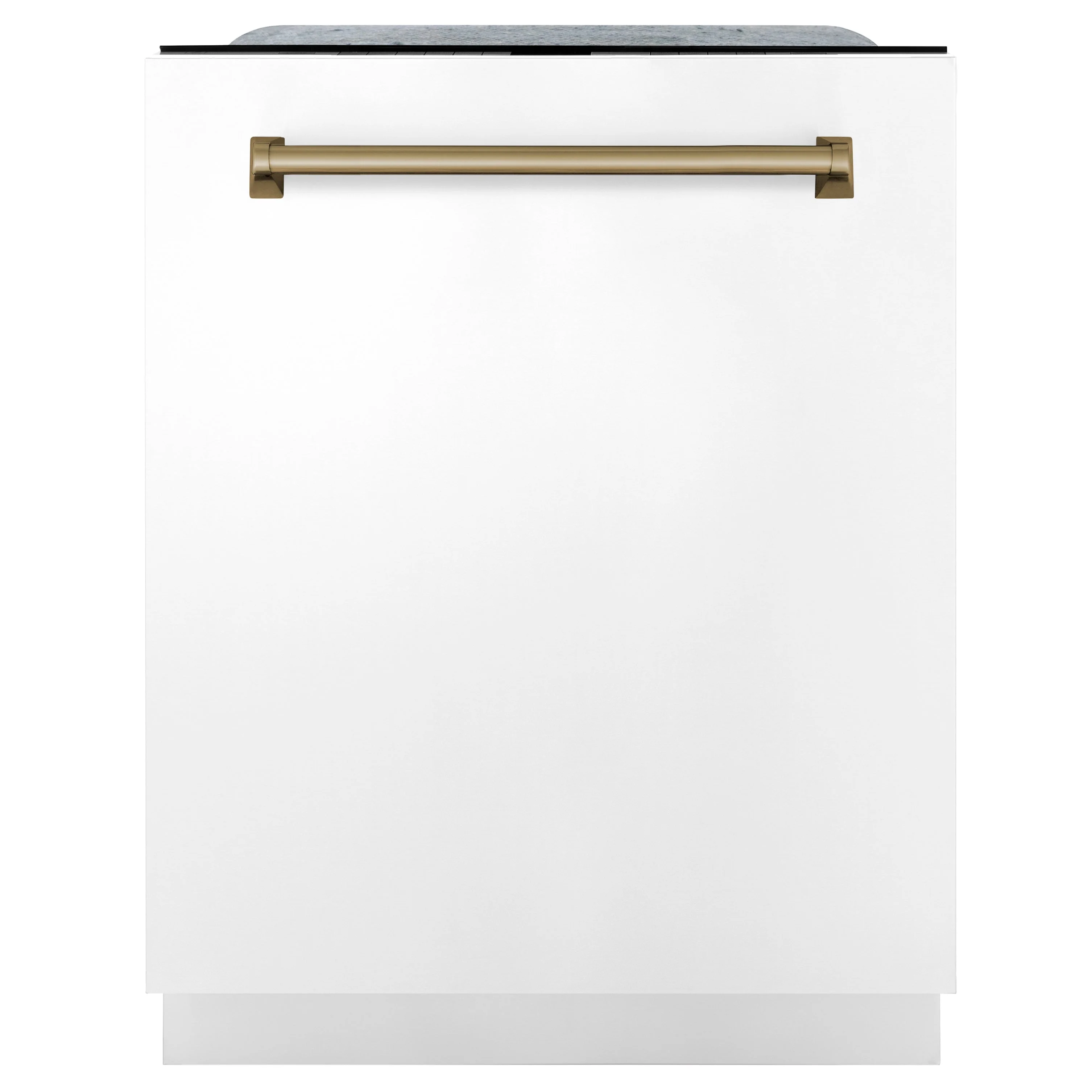 ZLINE Autograph Edition 24 inch Tall Dishwasher, Touch Control, in White Matte with Champagne Bronze Handle, DWMTZ-WM-24-CB - Inhomebuy