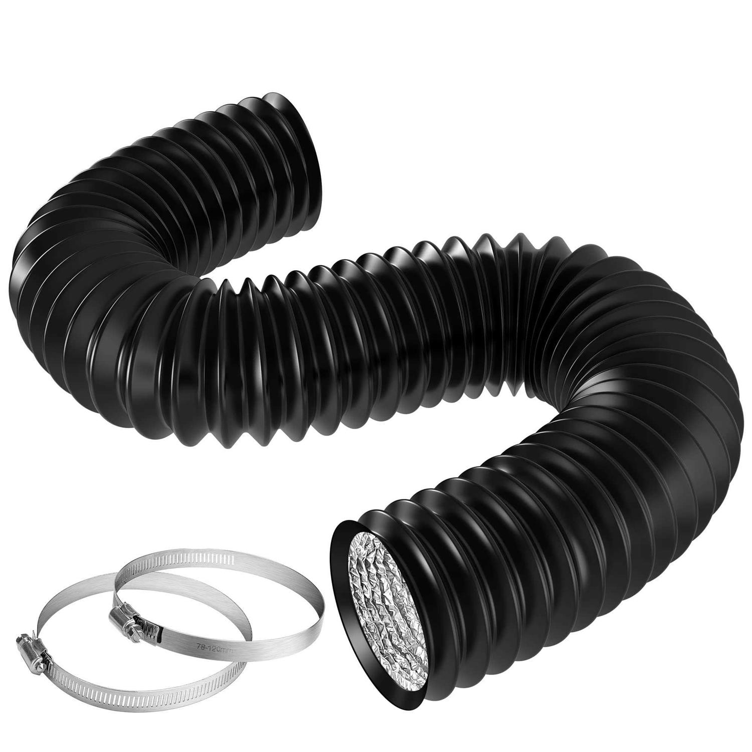 VIVOSUN 8 Feet Non-Insulated Flex Air Aluminum Ducting Dryer Vent Hose for HVAC Ventilation w/Two Stainless Steel Clamps - Inhomebuy