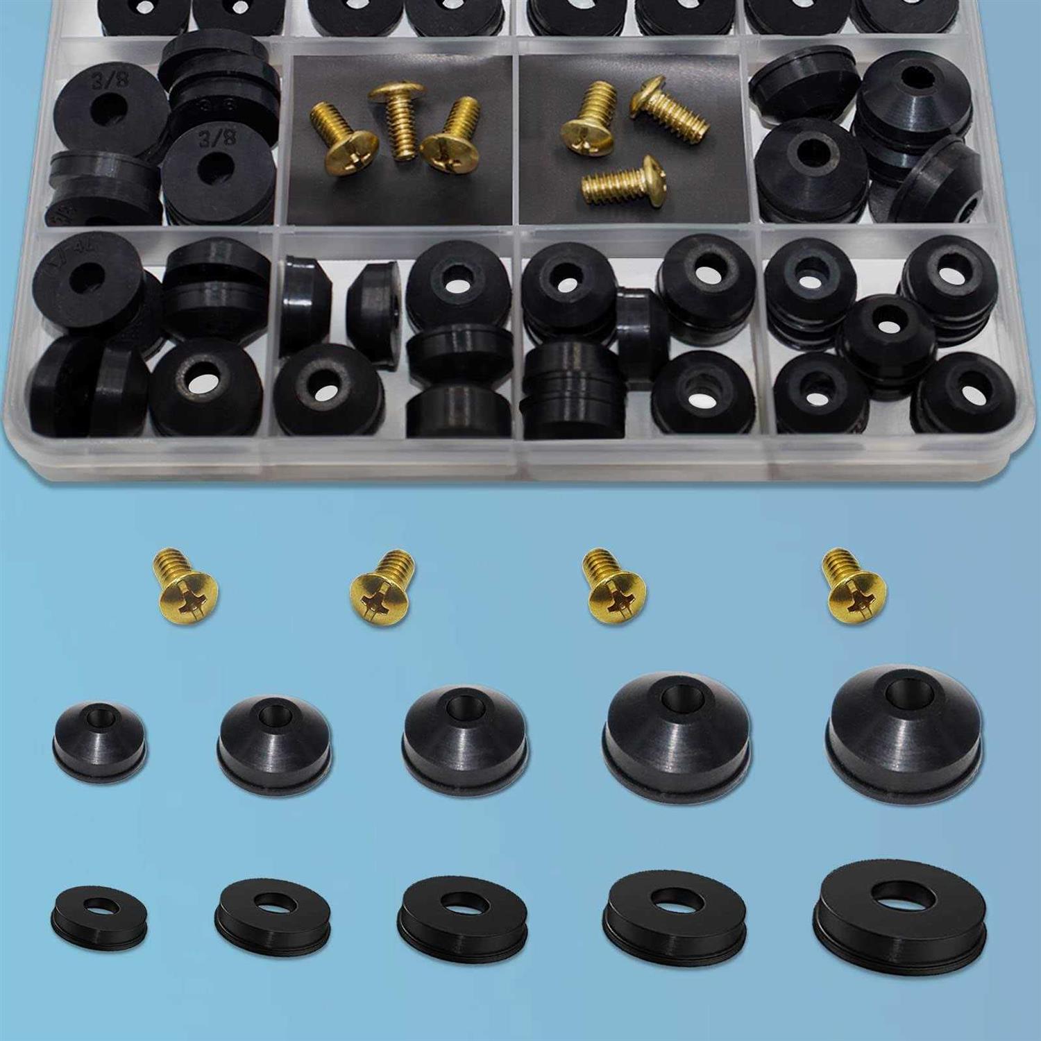Xbvv 106 Pcs Faucet Washer Assortment Kit with Assorted Flat and Beveled Rubber Washers for Outdoor Garden Faucet Stem Leak Worn Replacement Repair - Inhomebuy