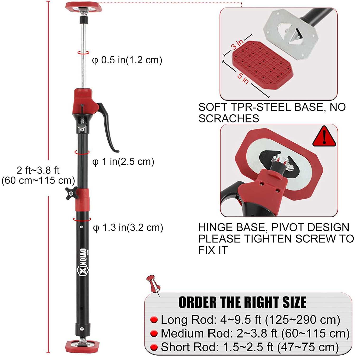 XINQIAO Third Hand Tool 3rd Hand Support System Premium Steel Support Rod with 154 LB Capacity for Cabinet Jack - Inhomebuy
