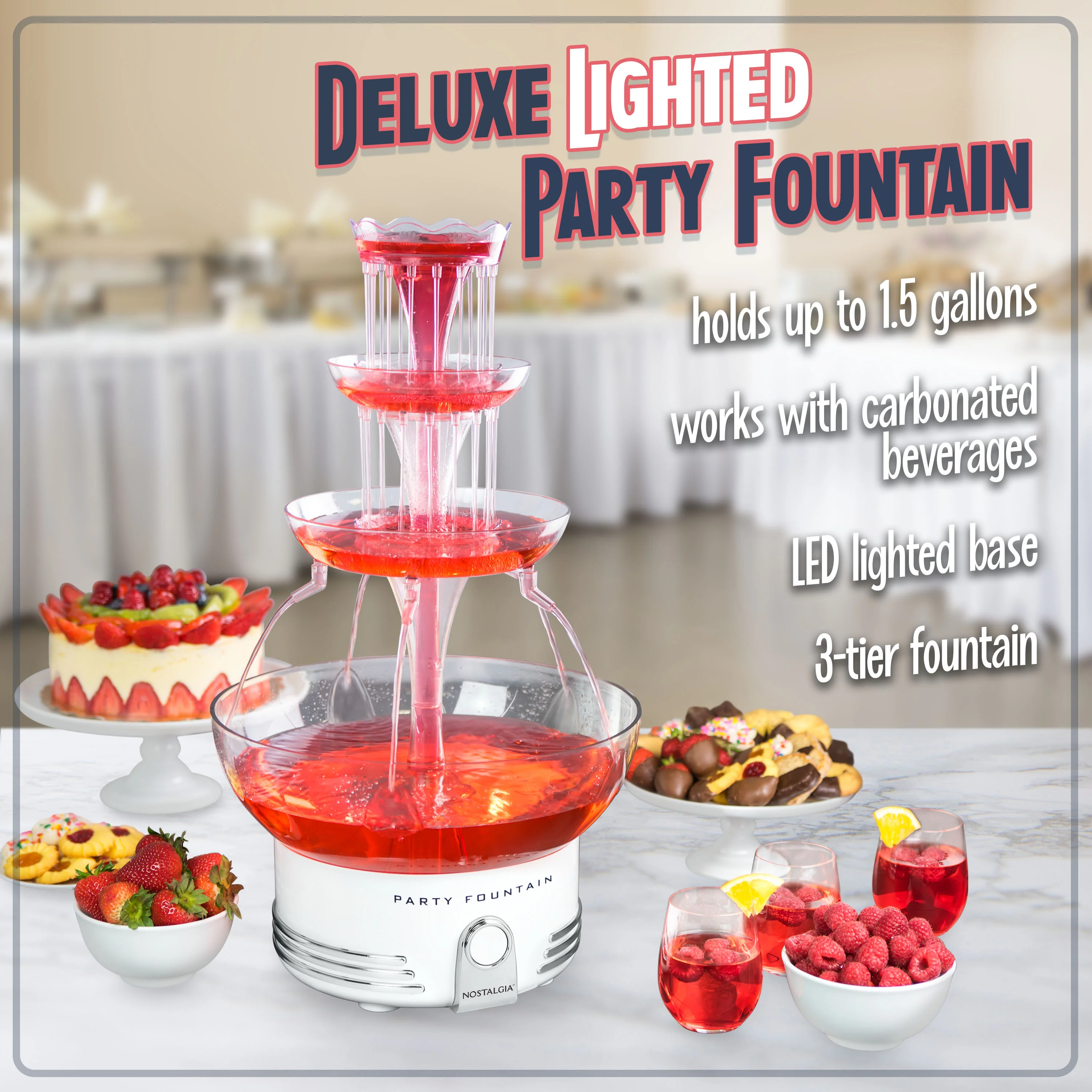 Retro 3-Tier Lighted Party Fountain - Inhomebuy
