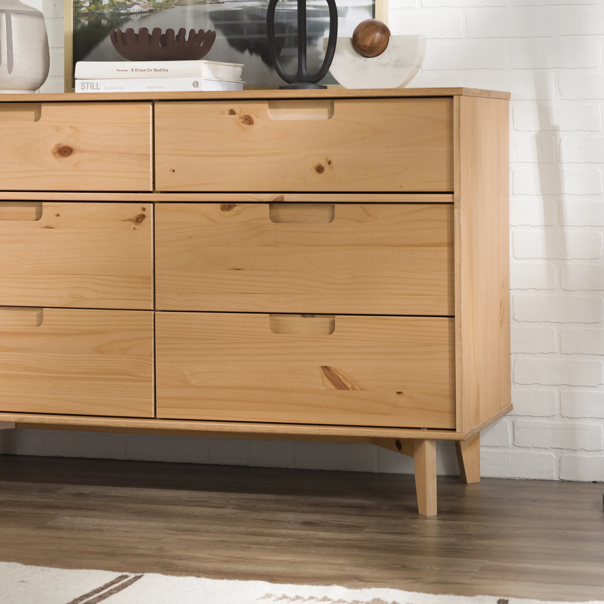 Walker Edison Sonoma 6-Drawer Solid Wood Caramel Dresser - Inhomebuy