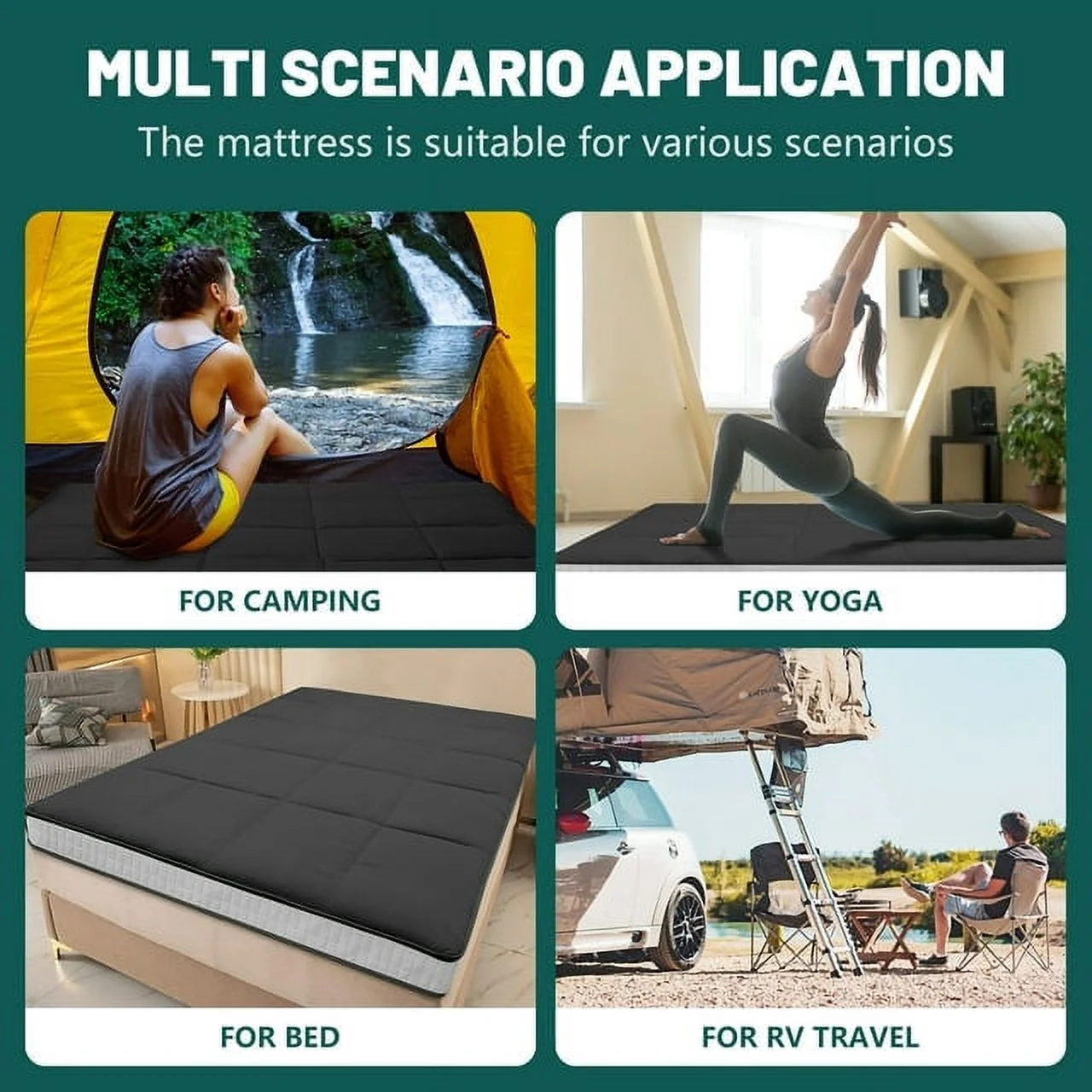 ABORON Japanese Floor Mattress, Upgraded Reversible Winter Futon Mattress Foam Mattress, 4