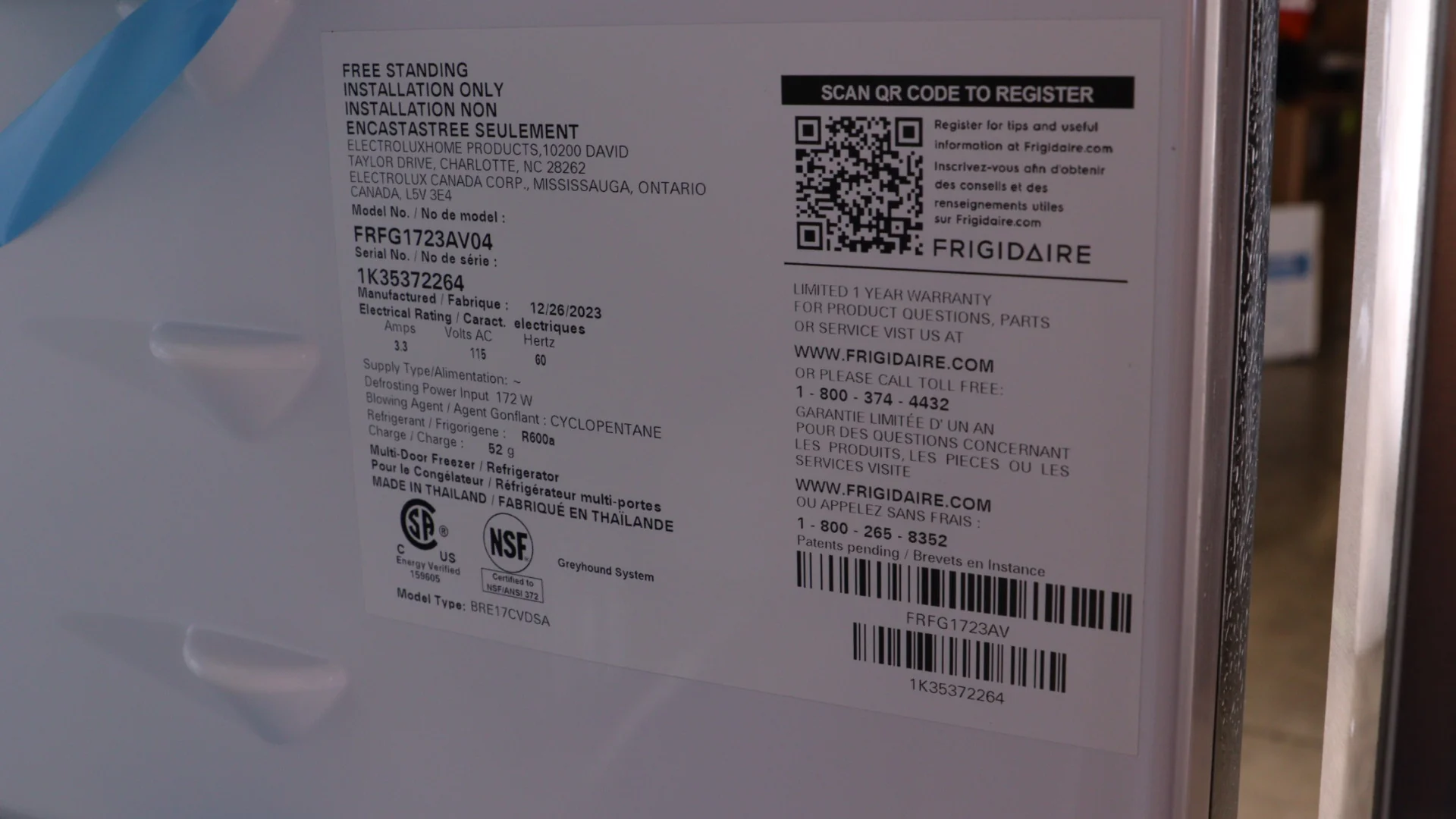 FRIGIDAIRE 31.5 IN. 17.6 CU FT. STAINLESS STEEL COUNTER-DEPTH FRENCH DOOR REFRIGERATOR - FRFG1723AV - Inhomebuy