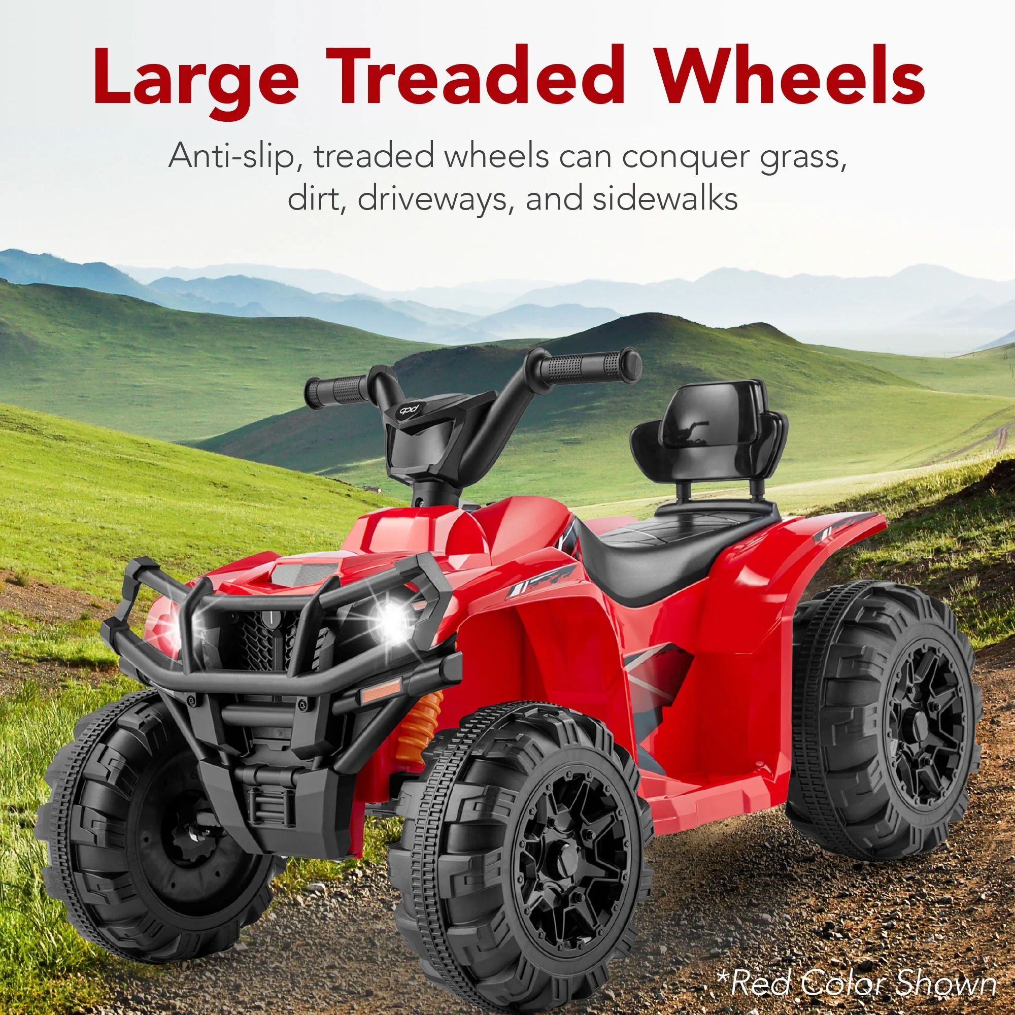 Best Choice Products 12V Kids Ride-On ATV Quad w/ Bluetooth, 2.4mph Max, Treaded Tires, LED Lights, Radio - Black - Inhomebuy