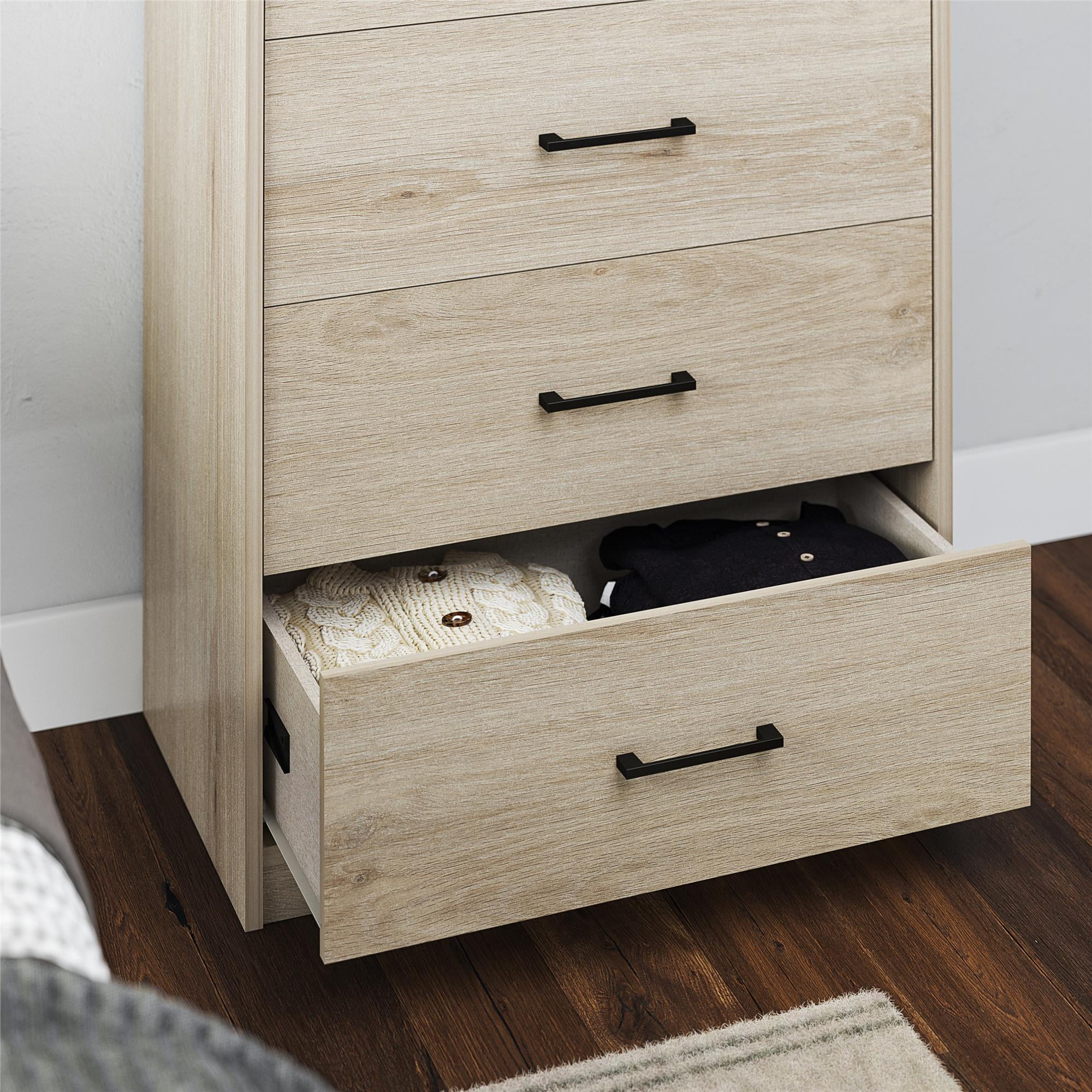 Ameriwood Home BrEZ Build Pearce 4 Drawer Dresser, Black Oak - Inhomebuy