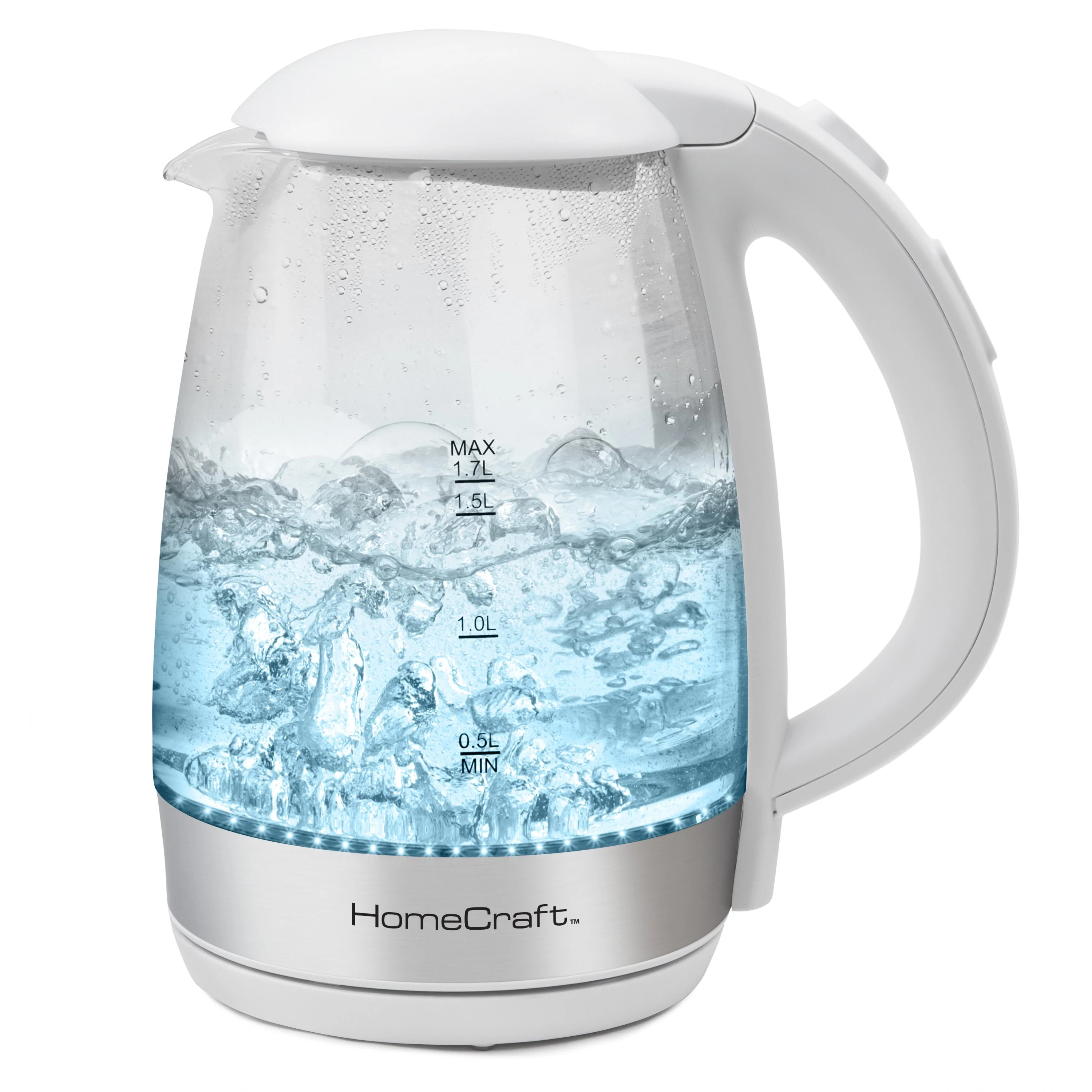 HomeCraft 1.7L Electric One-Touch Control Glass Kettle - Inhomebuy