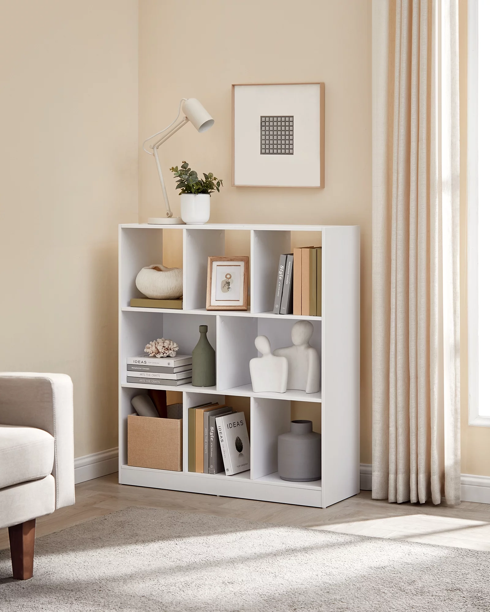 VASAGLE 8-Cube Storage Organizer Bookcase Book Shelf Storage Cabinet White - Inhomebuy