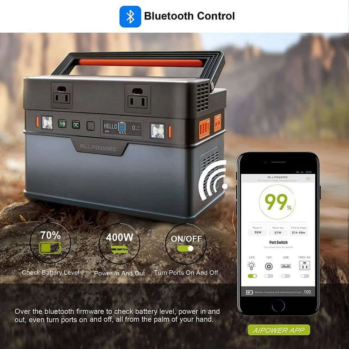 ALLPOWERS 700W (Peak 1400W) 606Wh Solar Generator, 16400mAh Portable Power Station with AC Outlets Backup Battery for Camping RV Home Use Emergency CAPA off-Grid - Inhomebuy