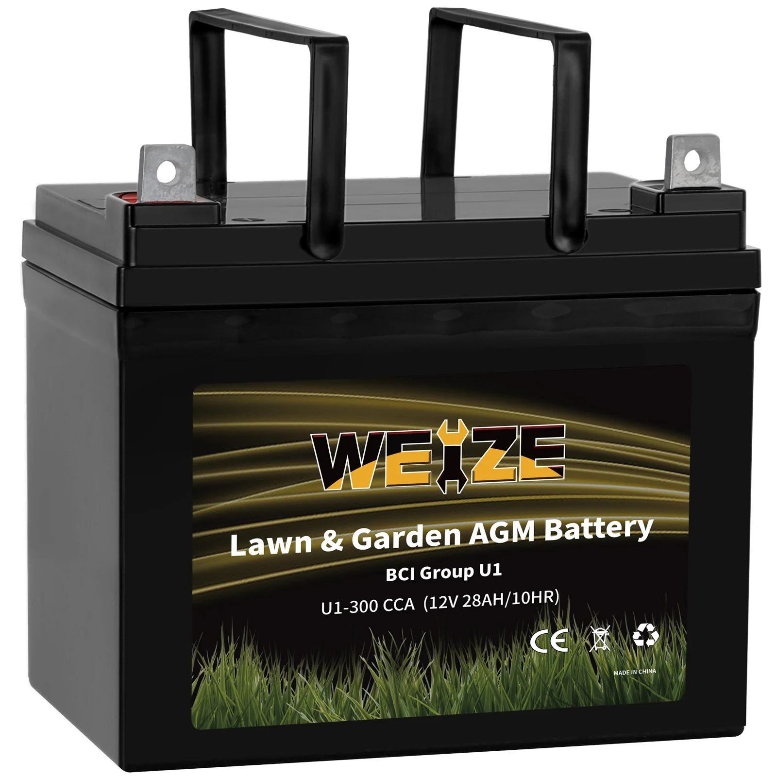 WEIZE Lawn & Garden AGM Battery, 12V 300CCA BCI Group U1 SLA Starting Battery for Lawn, Tractors and Mowers, Compatible with John Deere, Toro, Cub Cadet, and Craftsman - Inhomebuy