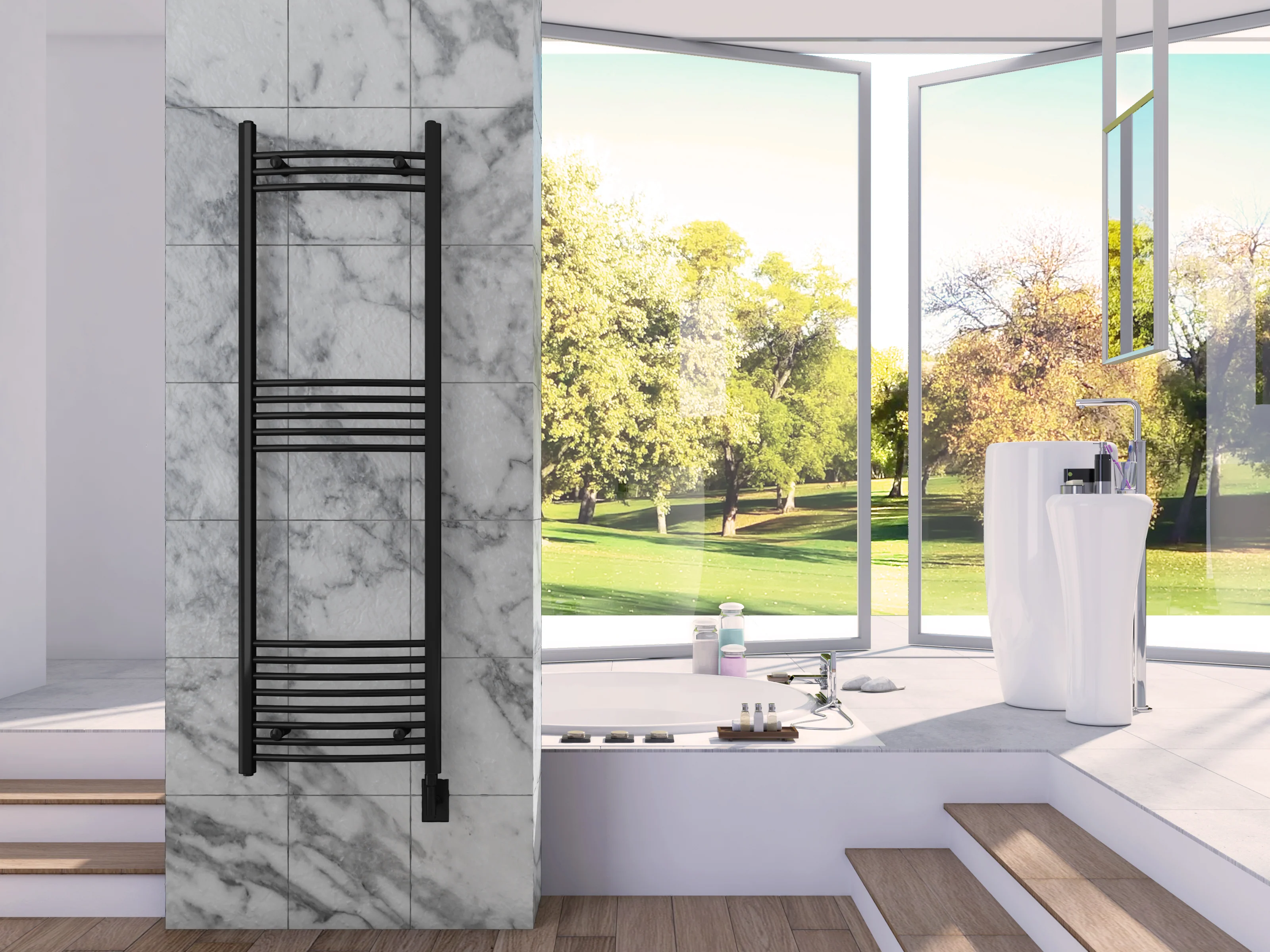 Themis Wall Mounted Electric Towel Warmer in Black - Inhomebuy