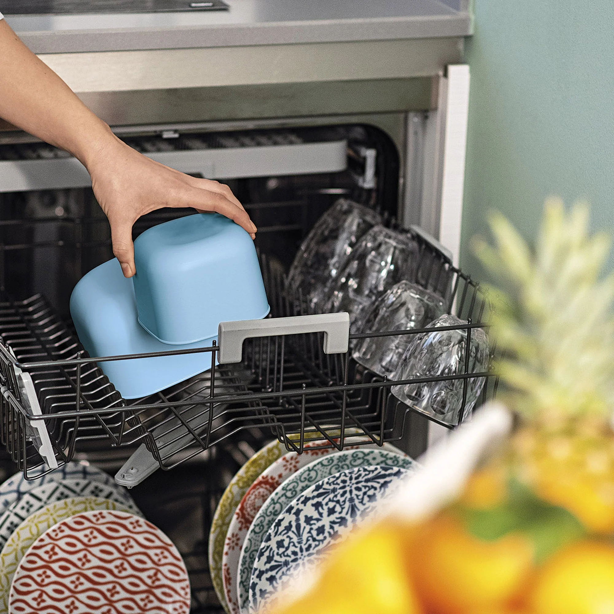 S STORE&MORE - Shallow airtight fridge/freezer/microwave containers 450cc Matt mid blue - Inhomebuy