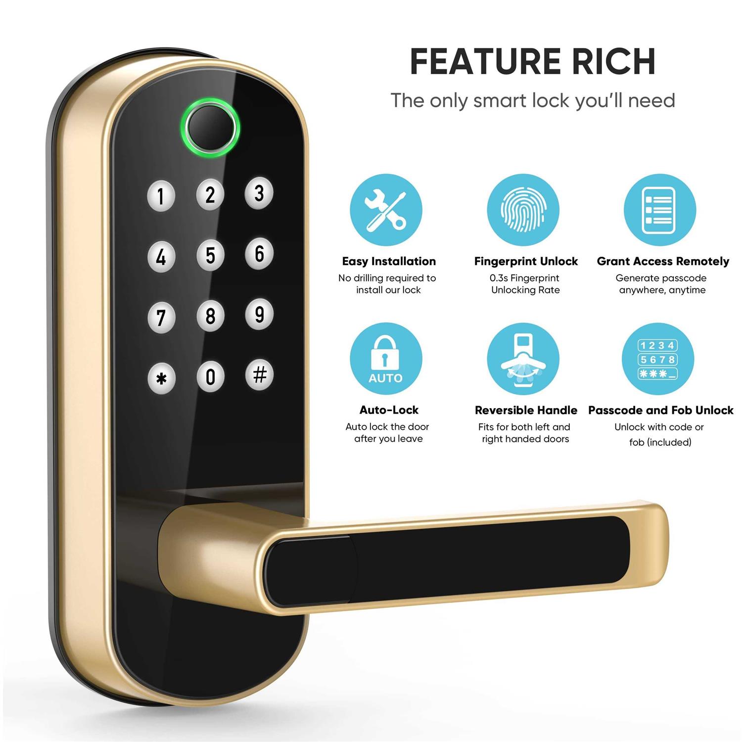 Sifely Keyless Entry Door Lock Keypad Door Lock - Inhomebuy