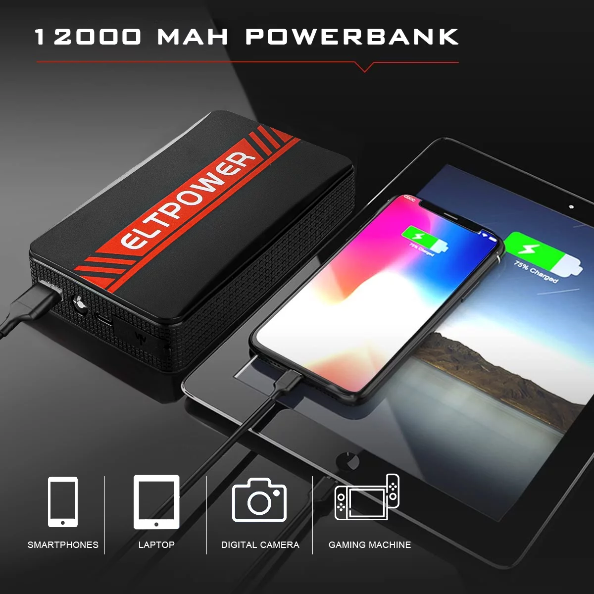 ELTPOWER 20000mAh Car Battery Jump Starter for Up to 9L Gas 7L Diesel, 2000A Peak Auto Car Jump Starter with LED and USB Quick Charge 3.0 - Inhomebuy