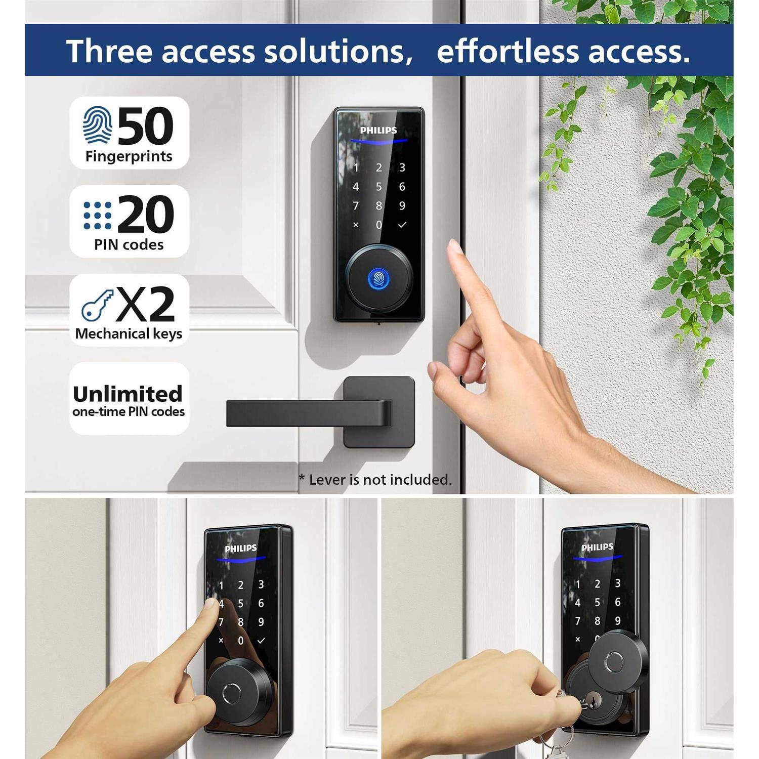 Philips Smart Lock, Fingerprint Door Lock, Keyless Entry Door Lock, Electronic Door Lock, Touchscreen Keypad Deadbolt - Inhomebuy