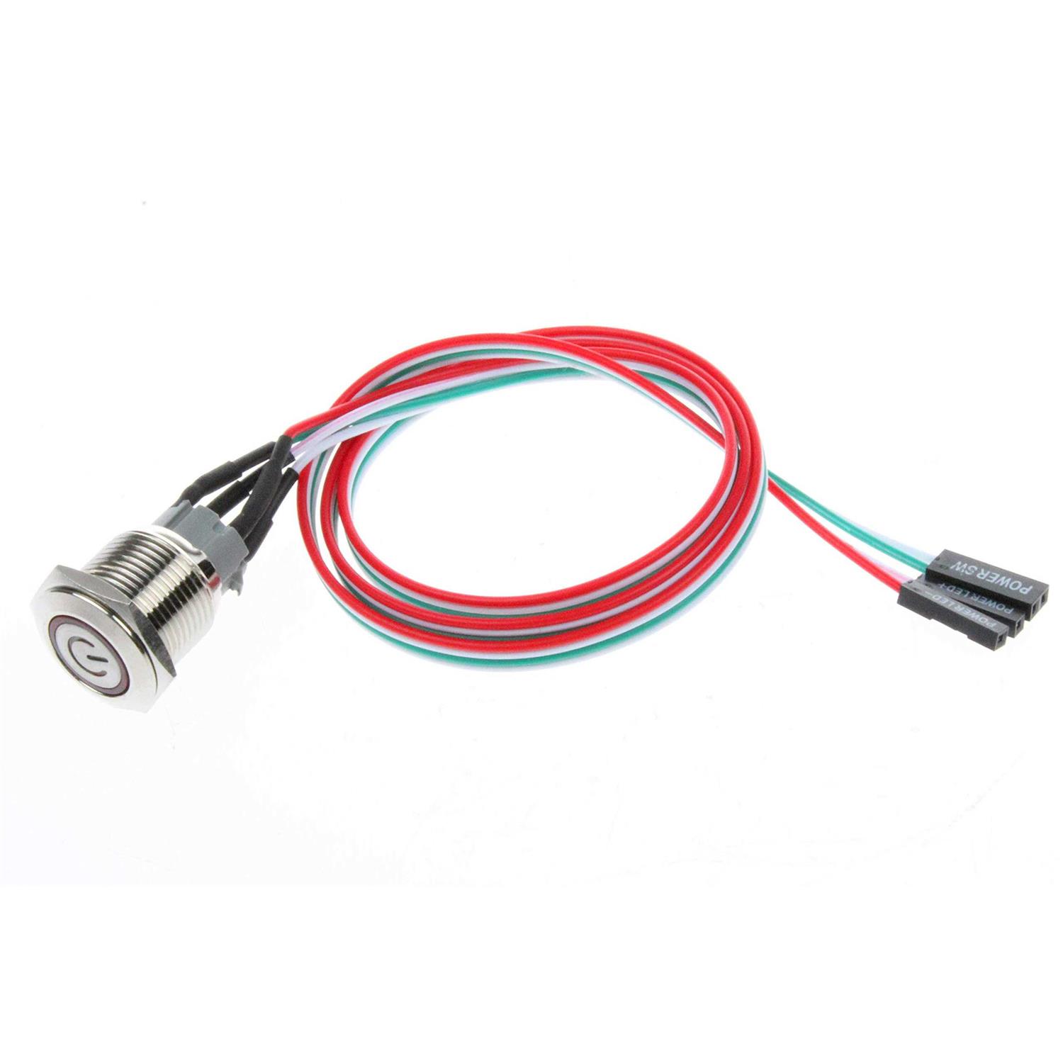 NOYITO Chassis Switch Metal Button Switch with 22inchs Extension Cable Red Yellow Blue Green Switch Symbol Suitable for Computer DIY Switch - Inhomebuy