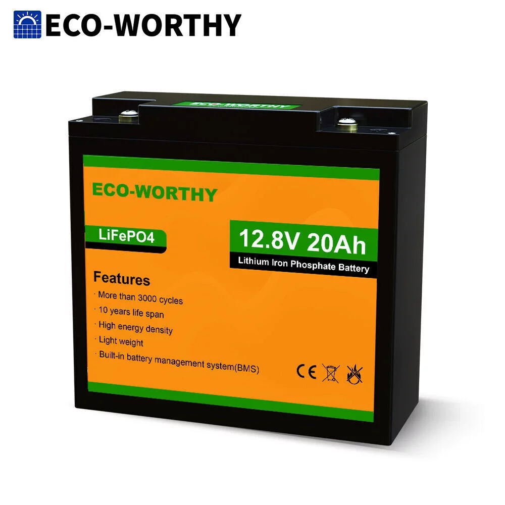 Eco-Worthy 12V 20AH Lithium Battery LiFePO4 Battery Deep Cycle for Outdoor Camping RV Boat Solar System - Inhomebuy