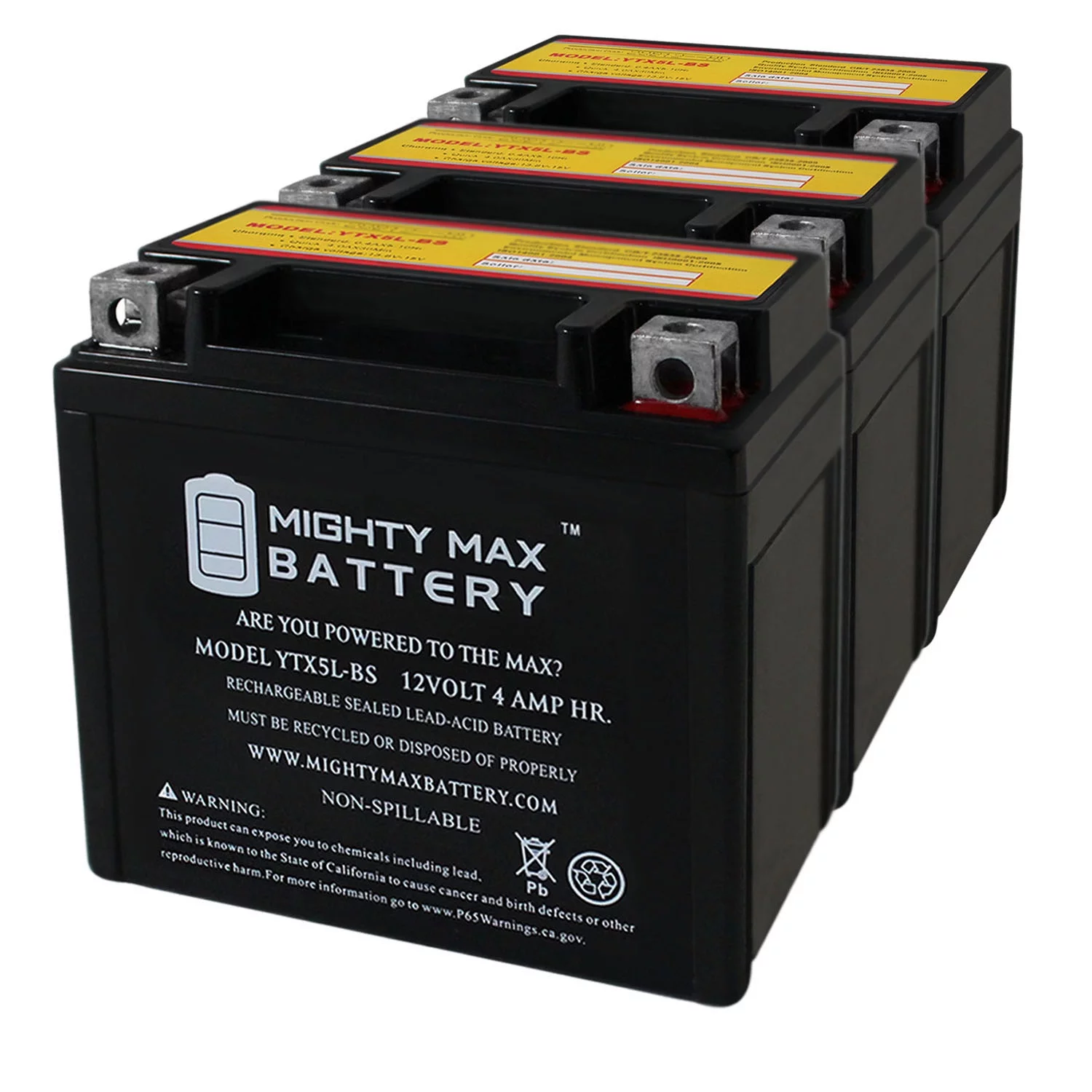 YTX5L-BS 12V 4AH Replacement Battery for Power Max GTX5L-BS - Inhomebuy