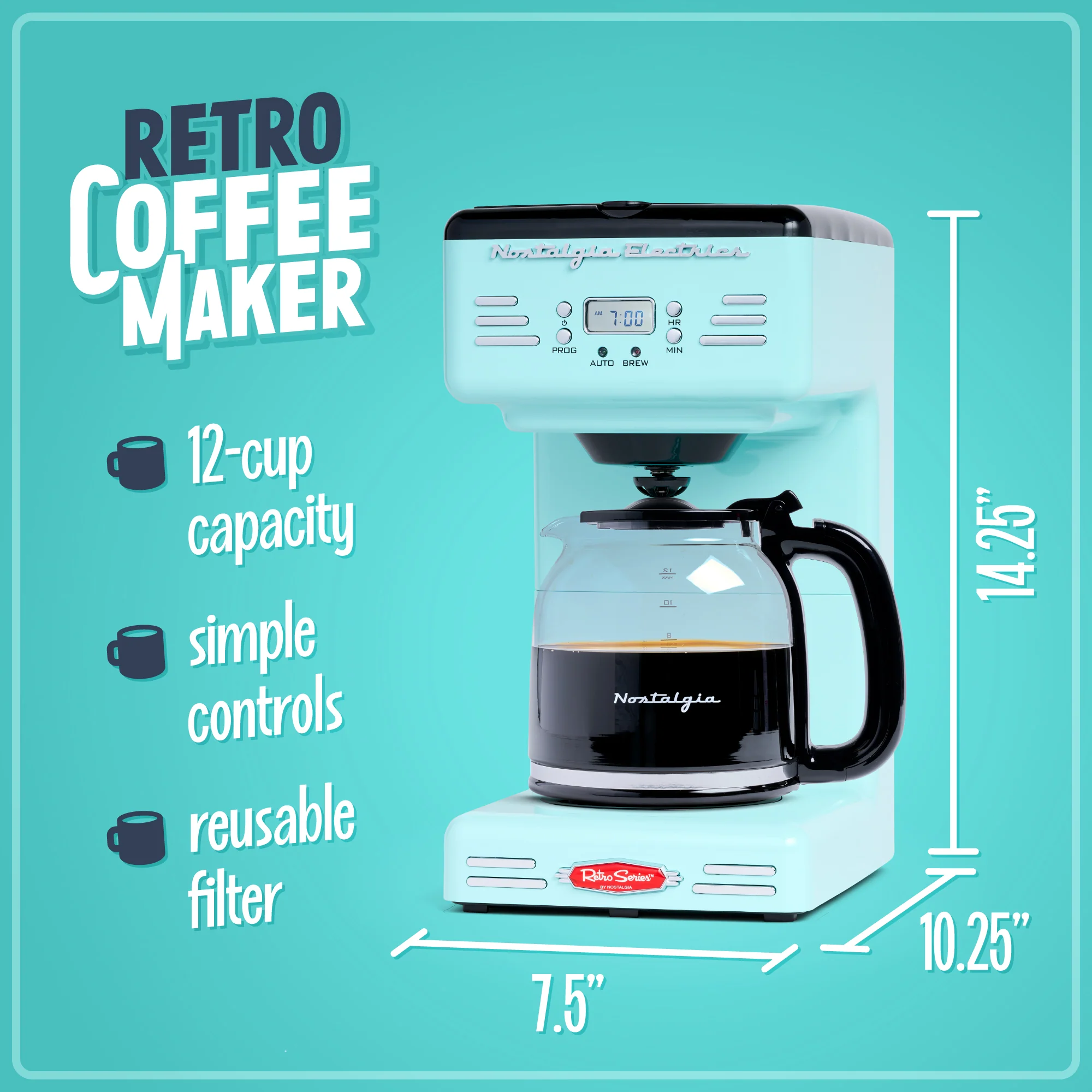 Retro 12-Cup Coffee Maker - Inhomebuy