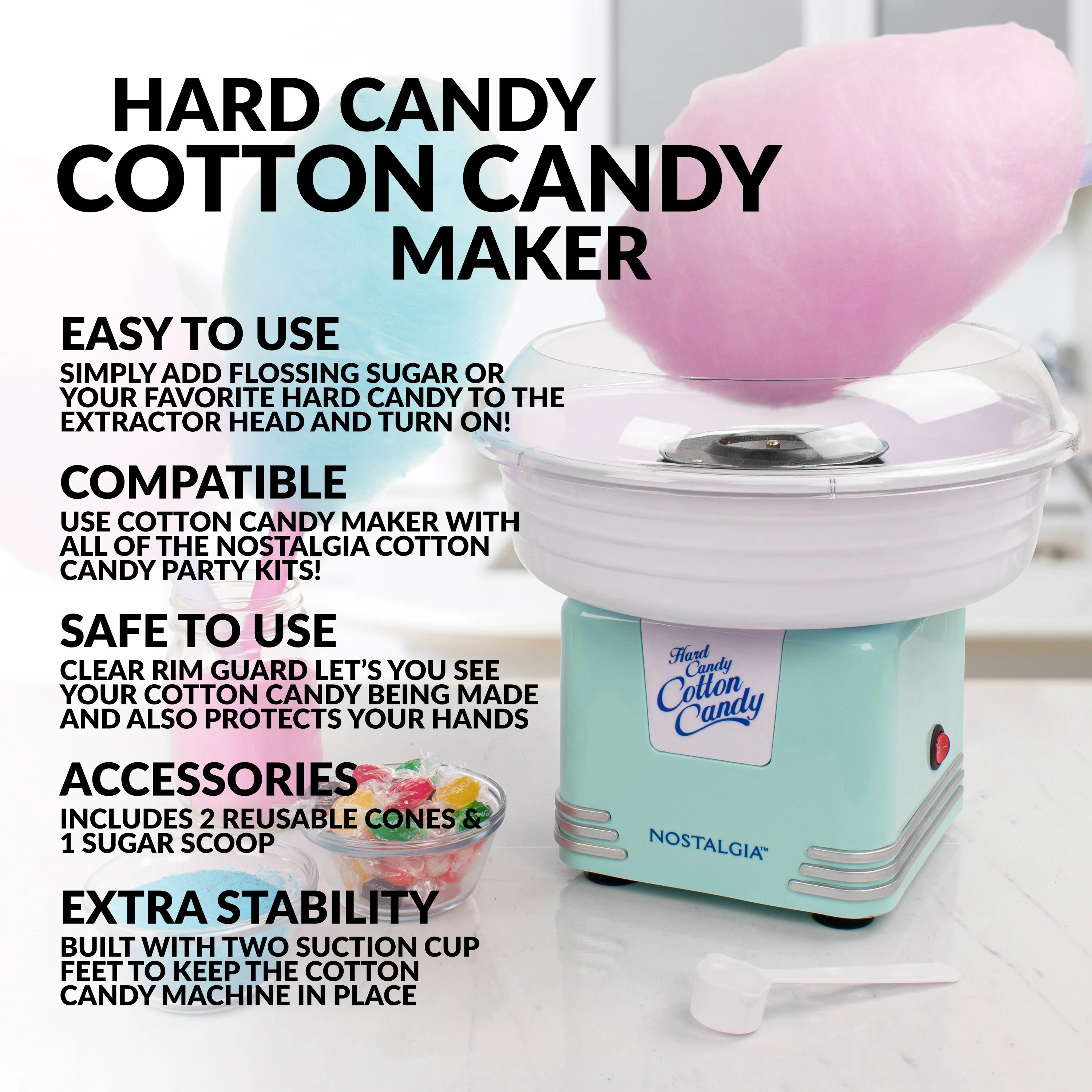 Hard & Sugar Free Candy Original Cotton Candy Maker - Inhomebuy