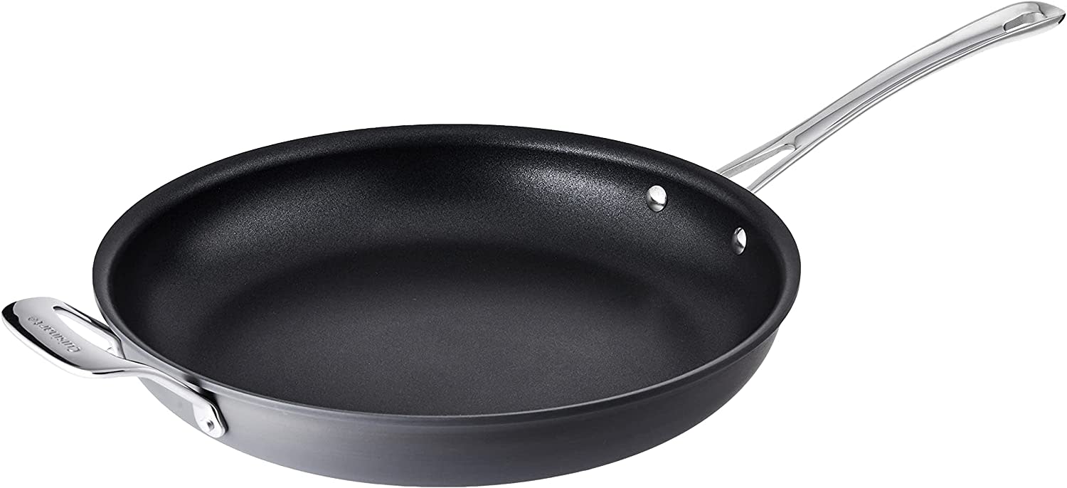 Cuisinart Contour Open Skillet w/ helper handle: 30cm, hard anodized, non-stick | 6422-30HUC - Inhomebuy
