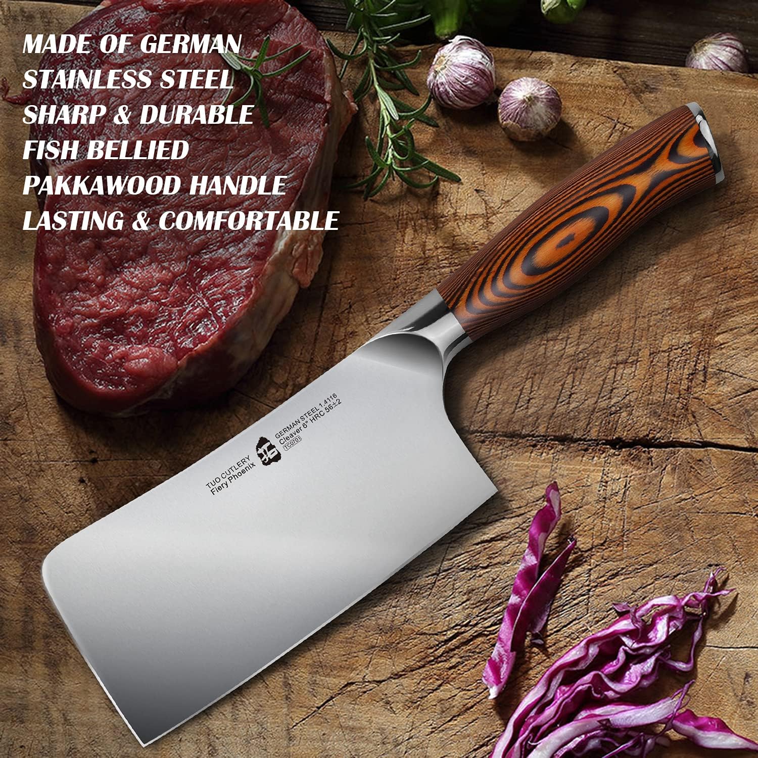 Tuo Fiery Phoenix Cleaver 6'' | TC0701 - Inhomebuy