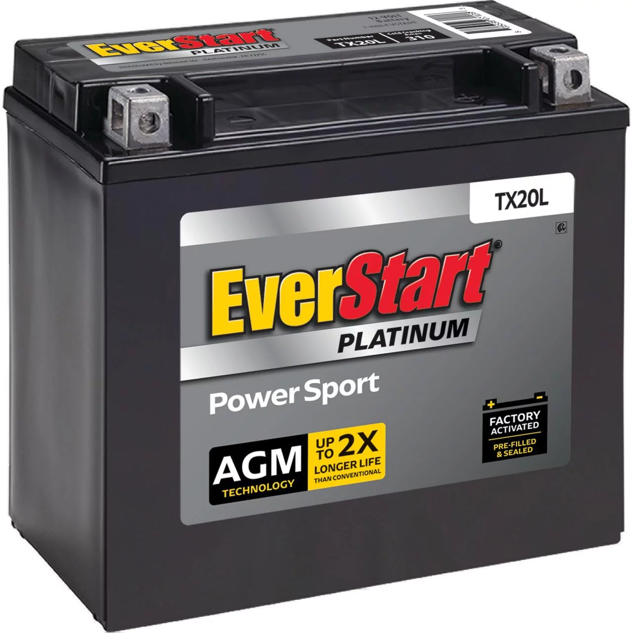 EverStart Premium AGM Power Sport Battery, Group Size TX20L 12 Volt, 310 CCA - Inhomebuy