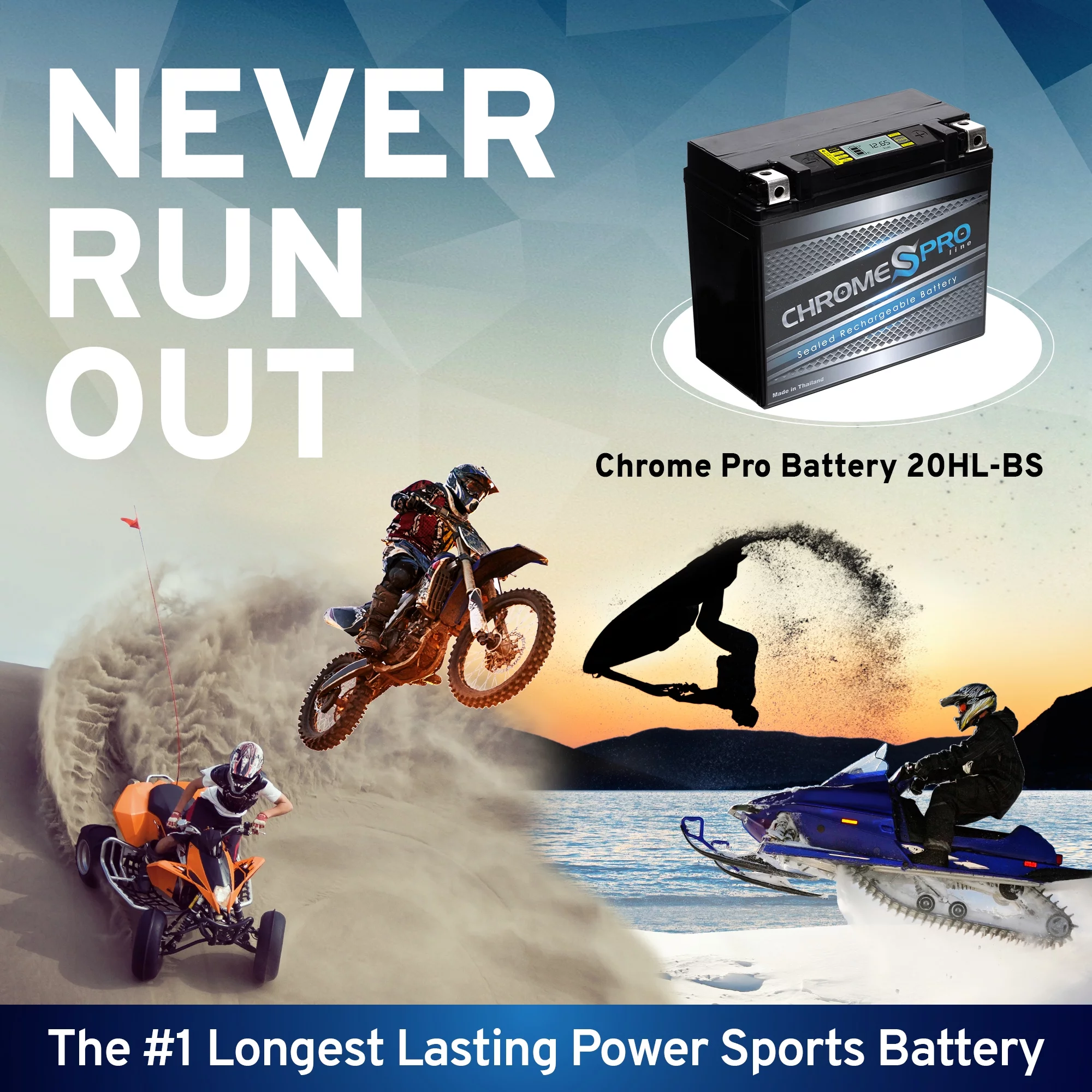 Chrome Pro Battery Ytx20hl-bs (20hl-bs 12 Volts,18 Ah, 310 Cca) High Performance - Maintenance Free - Sealed AGM Motorcycle iGel Battery - Inhomebuy