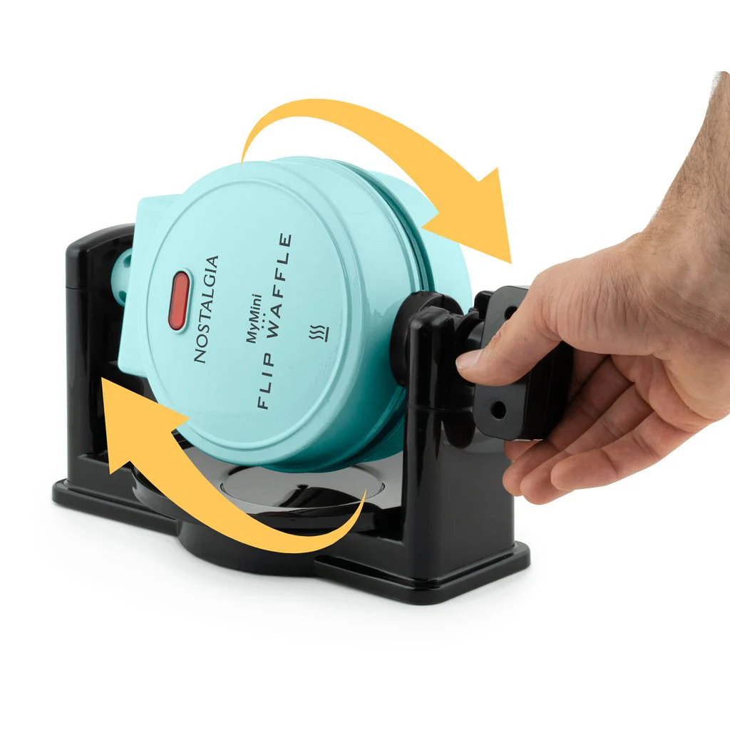 MyMini Flip Belgian Waffle Maker, Aqua - Inhomebuy