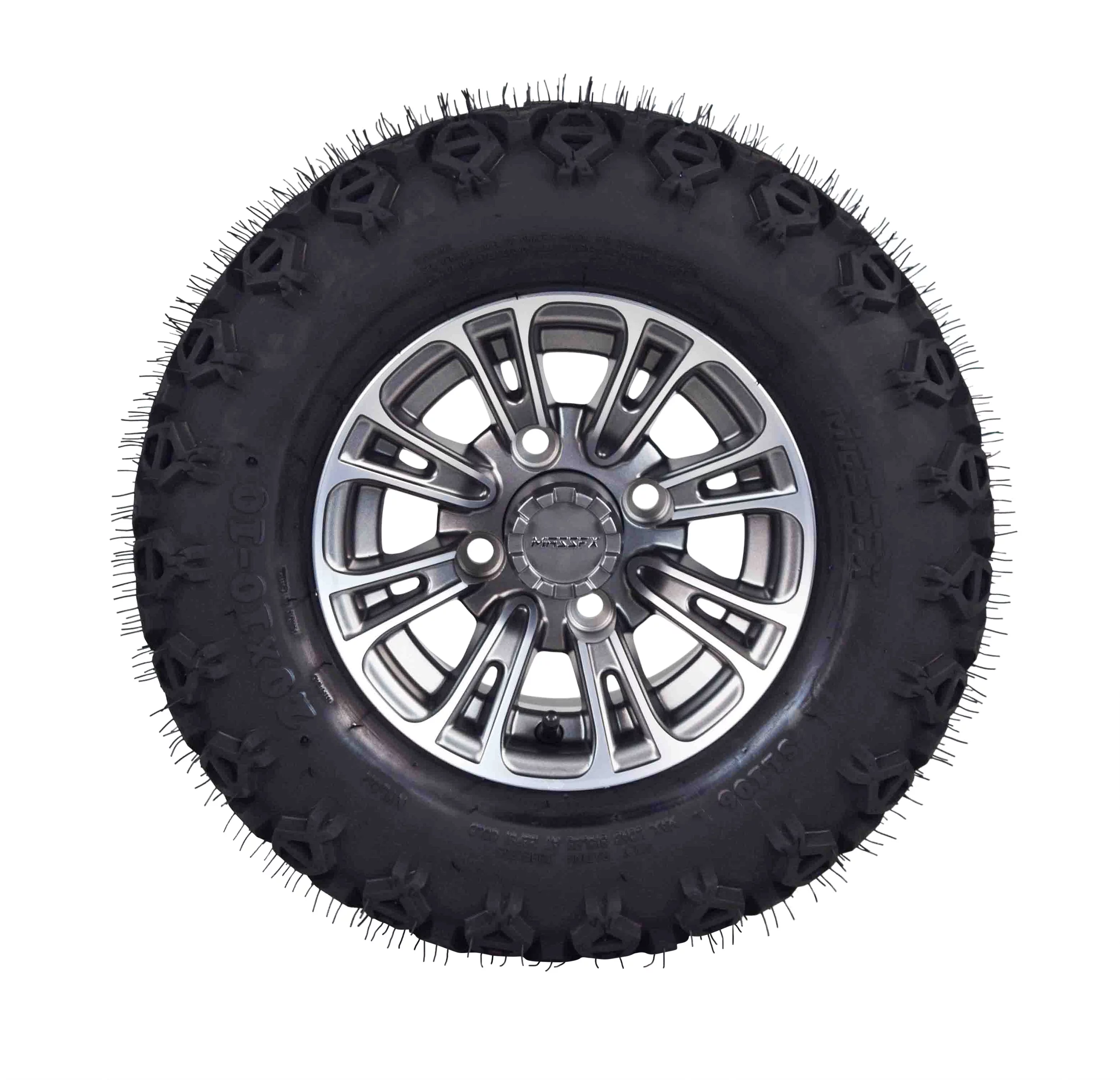 MASSFX 20x10-10 Golf Cart Turf Tire & Gun Metal Wheel Kit A238 10x7 4/101.6 - Inhomebuy