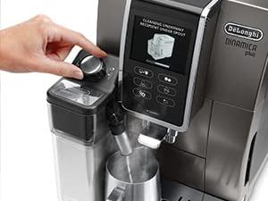DeLonghi Dinamica Plus Connected Fully Automatic Espresso Maker: colour touch display, CoffeeLink connectivity app, automatic milk frother, titanium | ECAM37095TI - Inhomebuy