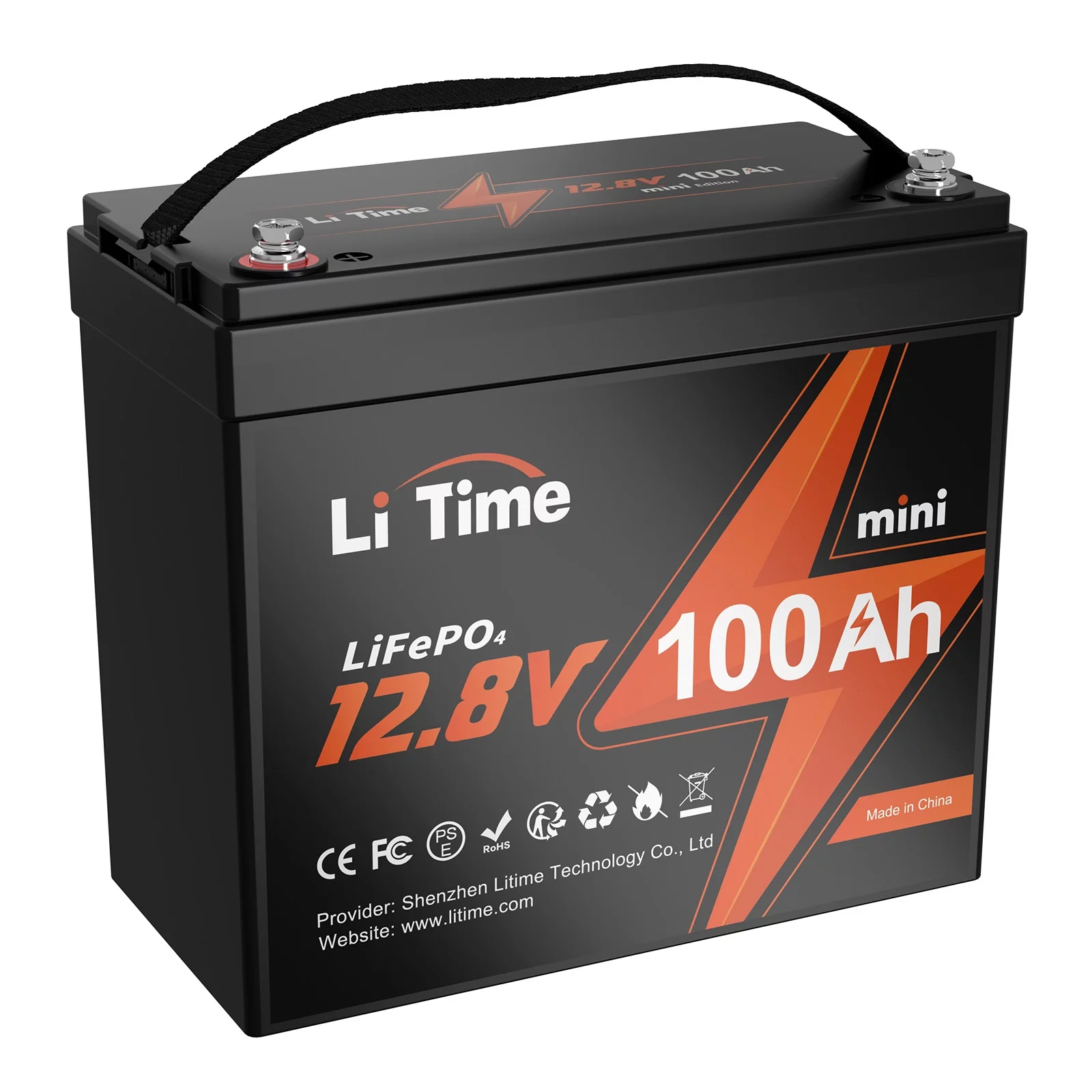 LiTime 12V 100Ah MINI LiFePO4 Lithium Battery, Upgraded Max. 1280Wh Energy Small Size LiFePO4 Battery with Upgraded 100A BMS for RV, Camper, Solar, Trolling Motor - Inhomebuy