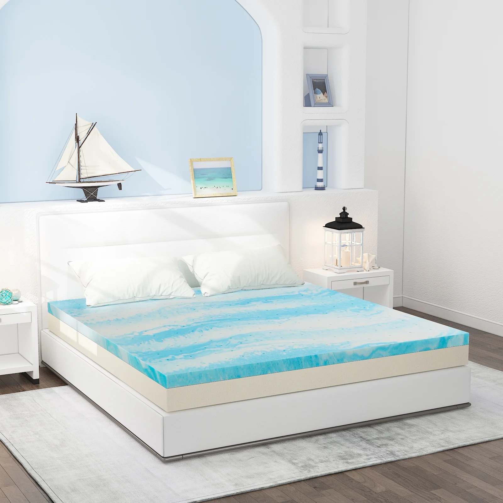 Yangming 2 Inch Twin Size Cool Gel Memory Foam Mattress Topper - Inhomebuy