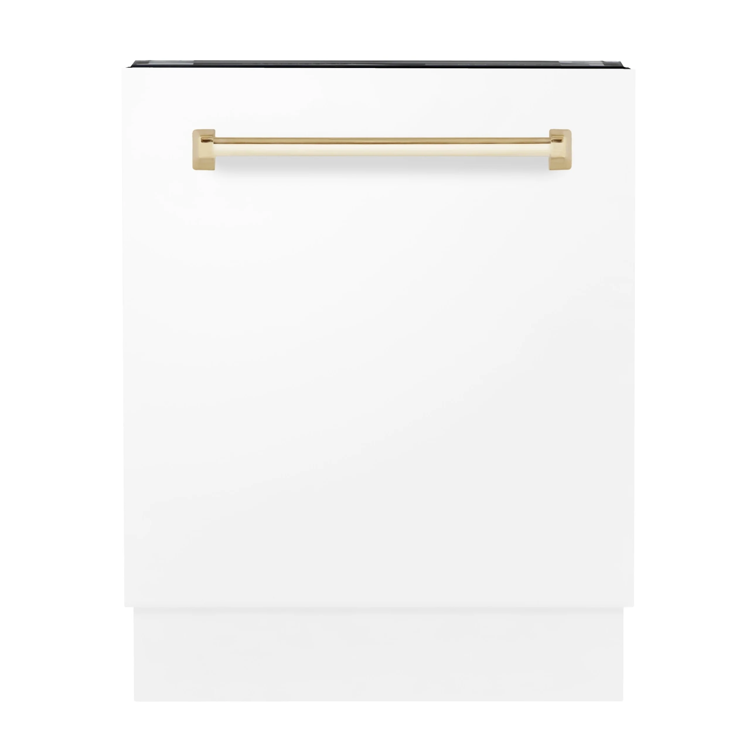 ZLINE Autograph Series 24 inch Tall Dishwasher in White Matte with Gold Handle, DWVZ-WM-24-G - Inhomebuy