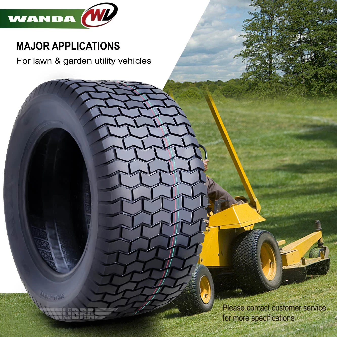 WANDA 15X6-6 & 22X9.5-12 Lawn Mower Tractor Cart Turf Tires 4 Ply-13114/13135, Set 4 - Inhomebuy