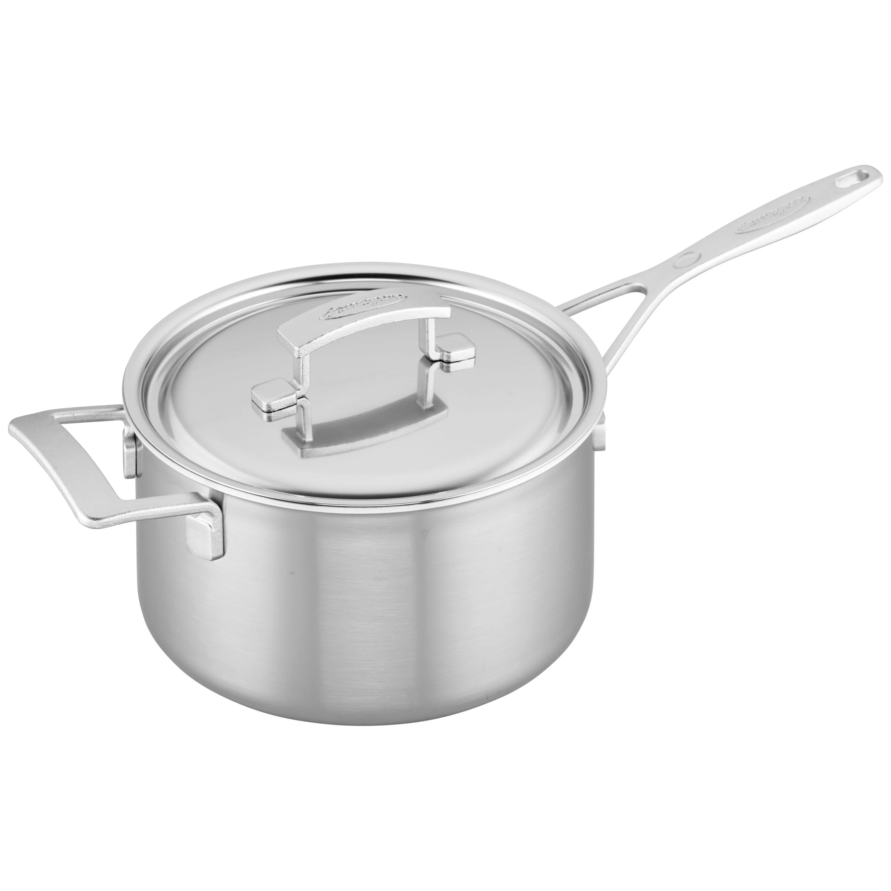 Demeyere 4 Qt. Stainless Steel Sauce Pan with Helper Handle, Industry Series - Inhomebuy