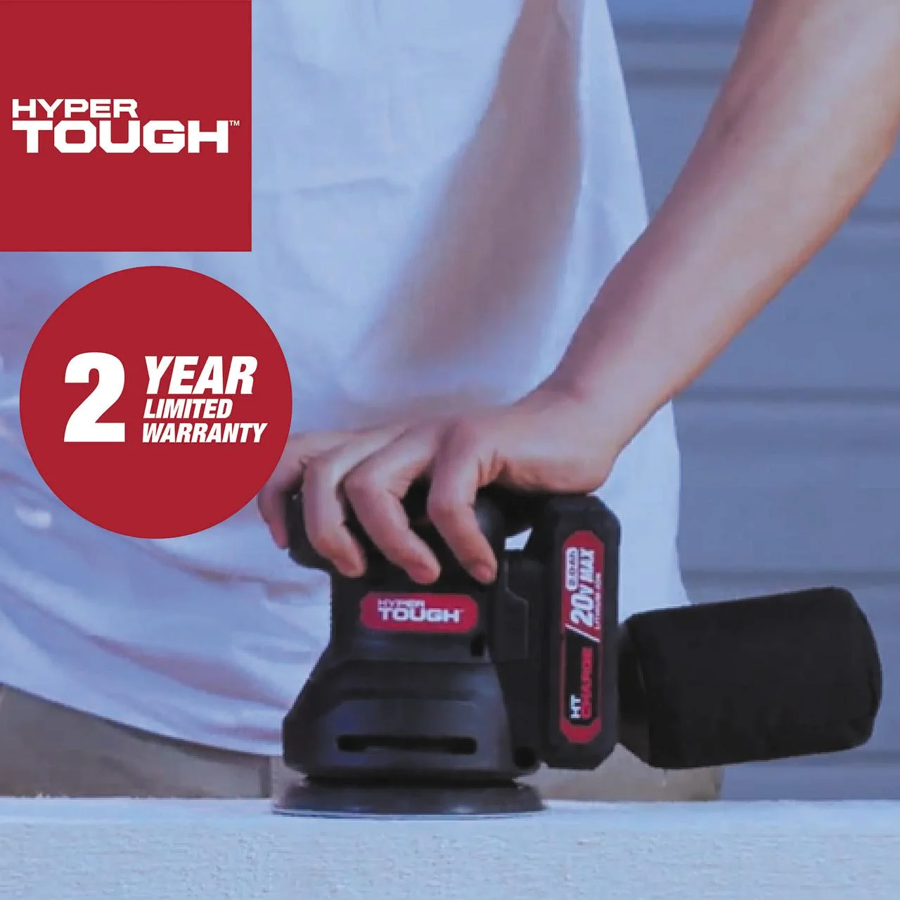 Hyper Tough 20V 2.0Ah Battery Powered 5-inch Cordless Random Orbital Sander, 6604.3 - Inhomebuy