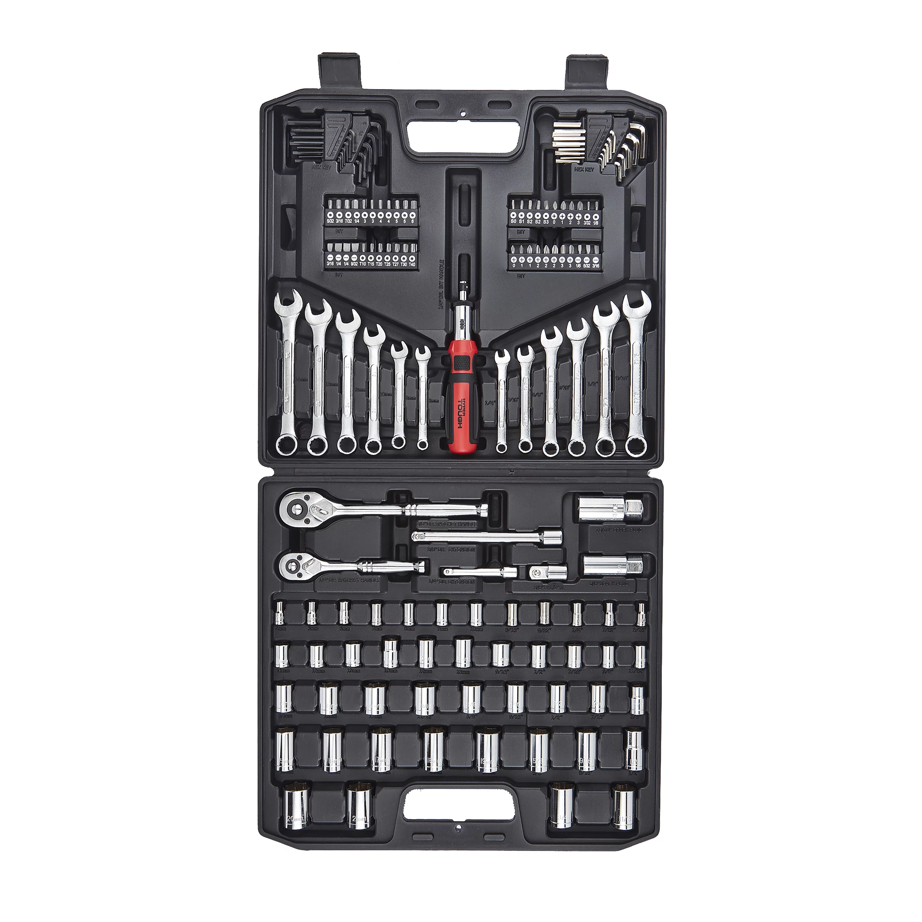 Hyper Tough 137 PC Tool Set including Metric & SAE Sizes of  Hex Keys, Wrenches, Ratchet Bit Driver, Ratchet Extension Bar, Sockets and more UJ5407TA - Inhomebuy