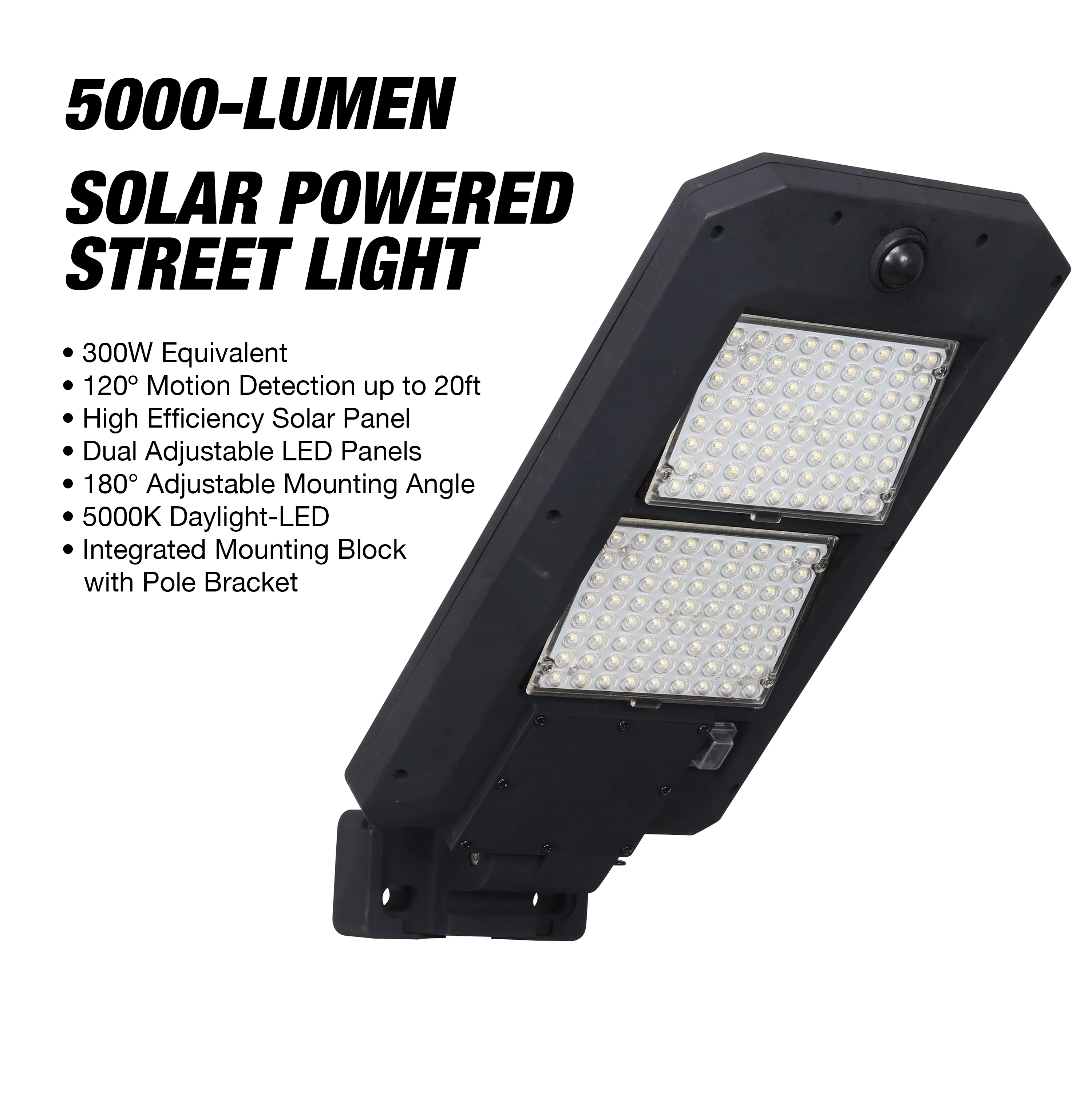 Hyper Tough 5000 Lumen Motion Sensor Solar Street Light - Inhomebuy