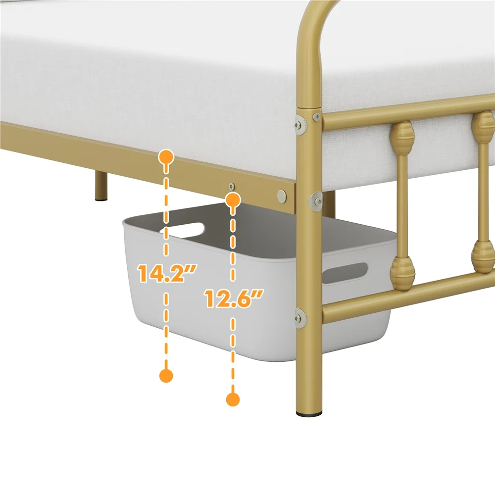 Alden Design Metal Platform Queen Bed with High Headboard, Black - Inhomebuy