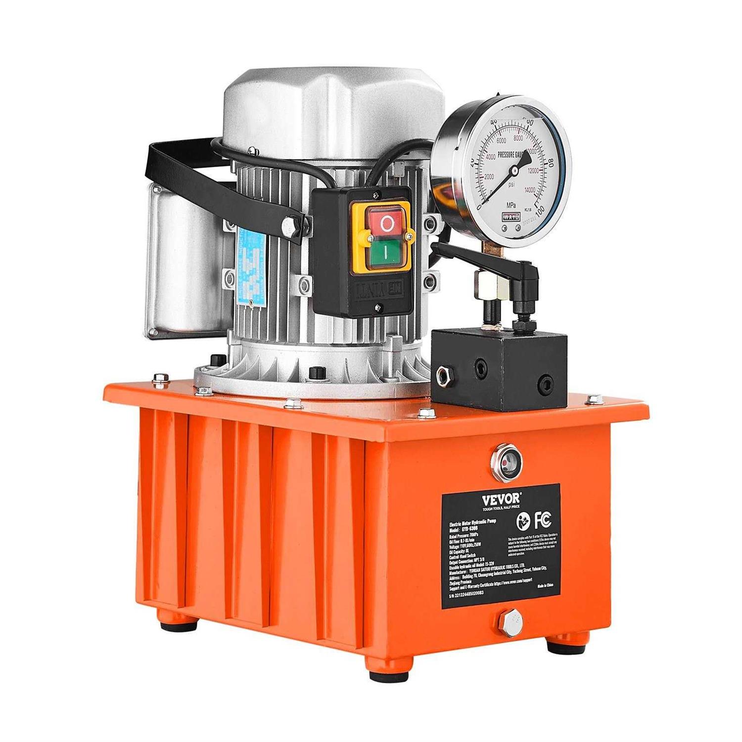 VEVOR 10000 Psi 750W 110V 488 in3/8L Capacity Single Acting Valve - Inhomebuy