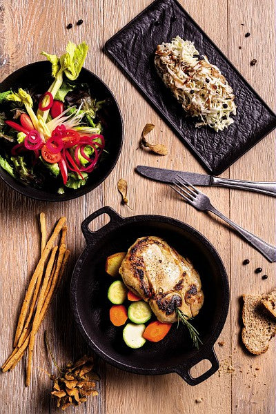 Oval Steak Plate 37x25cm/h Vulcania Black - Inhomebuy