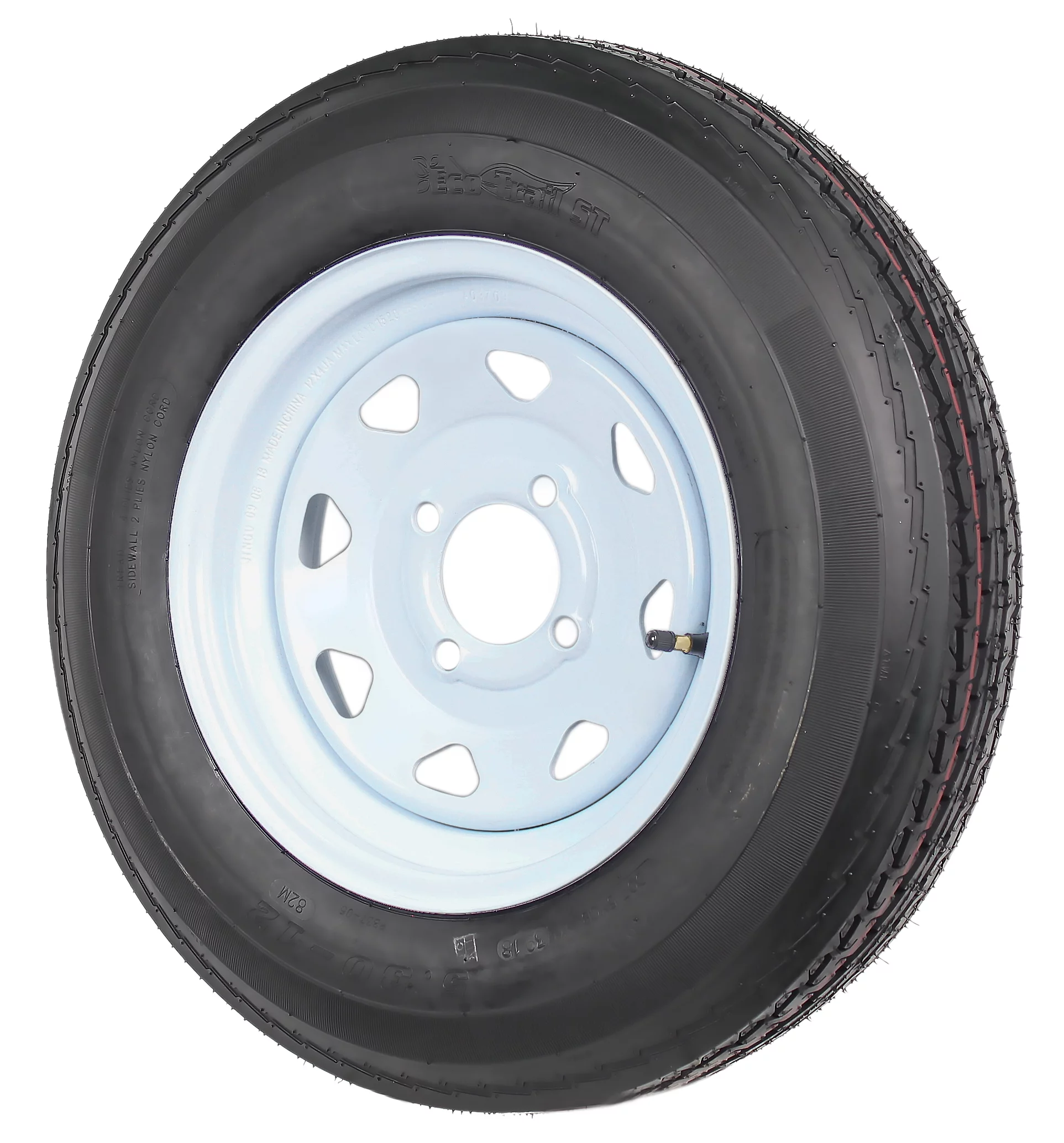 2-Pack Trailer Tires On White Wheel Rims 530-12 5.30-12 5.30 x 12 Load C 4 Lug - Inhomebuy