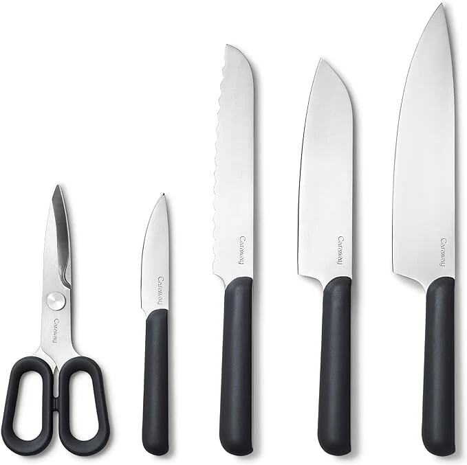 Caraway German Stainless Steel Knife Set in Charcoal - Inhomebuy