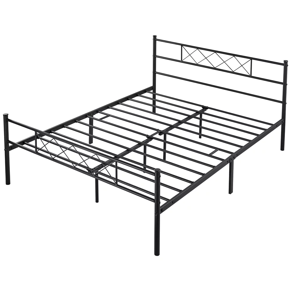Yaheetech Metal Platform Bed Frame with Headboard and Footboard, Queen Size, Black - Inhomebuy