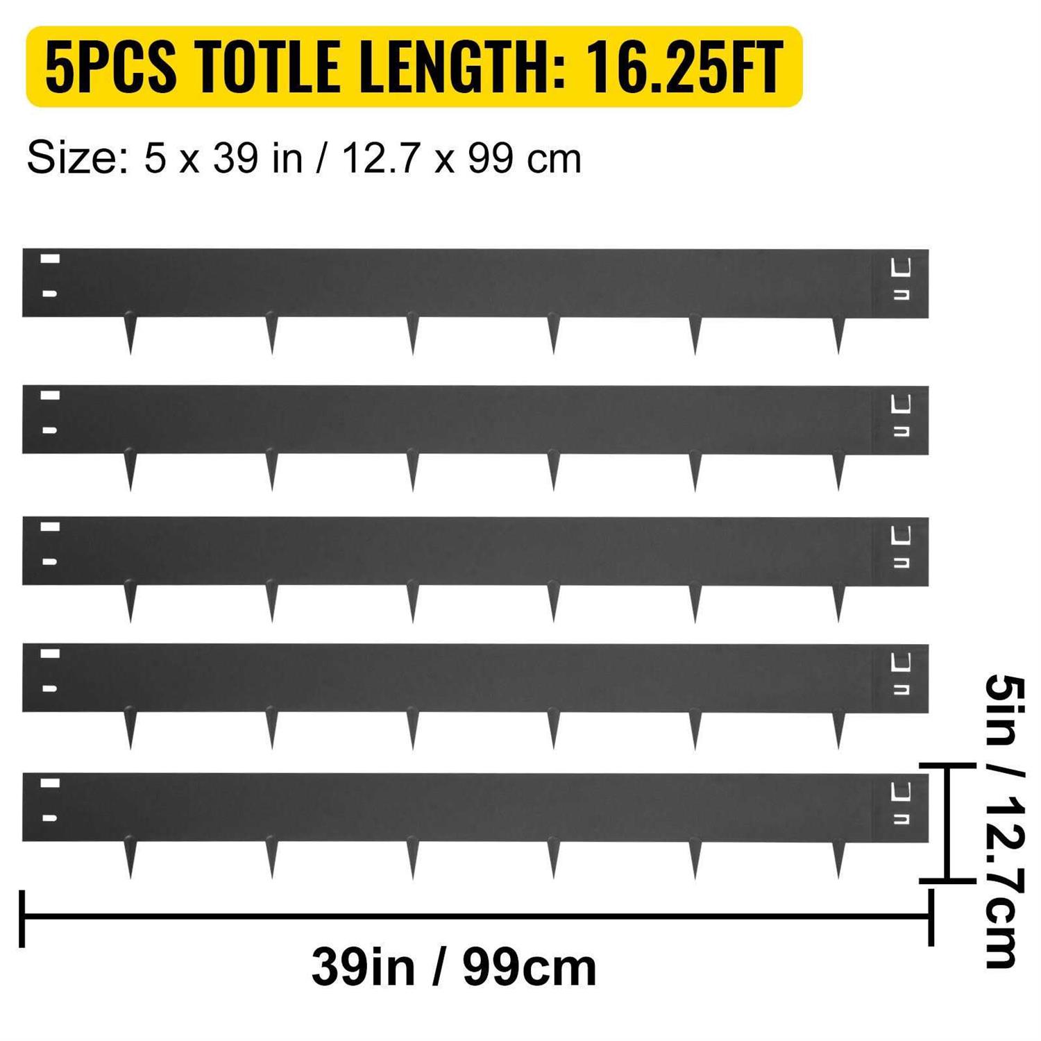 VEVOR Steel Lawn Edging 5pcs Garden Metal Landscape Edging Border - Inhomebuy