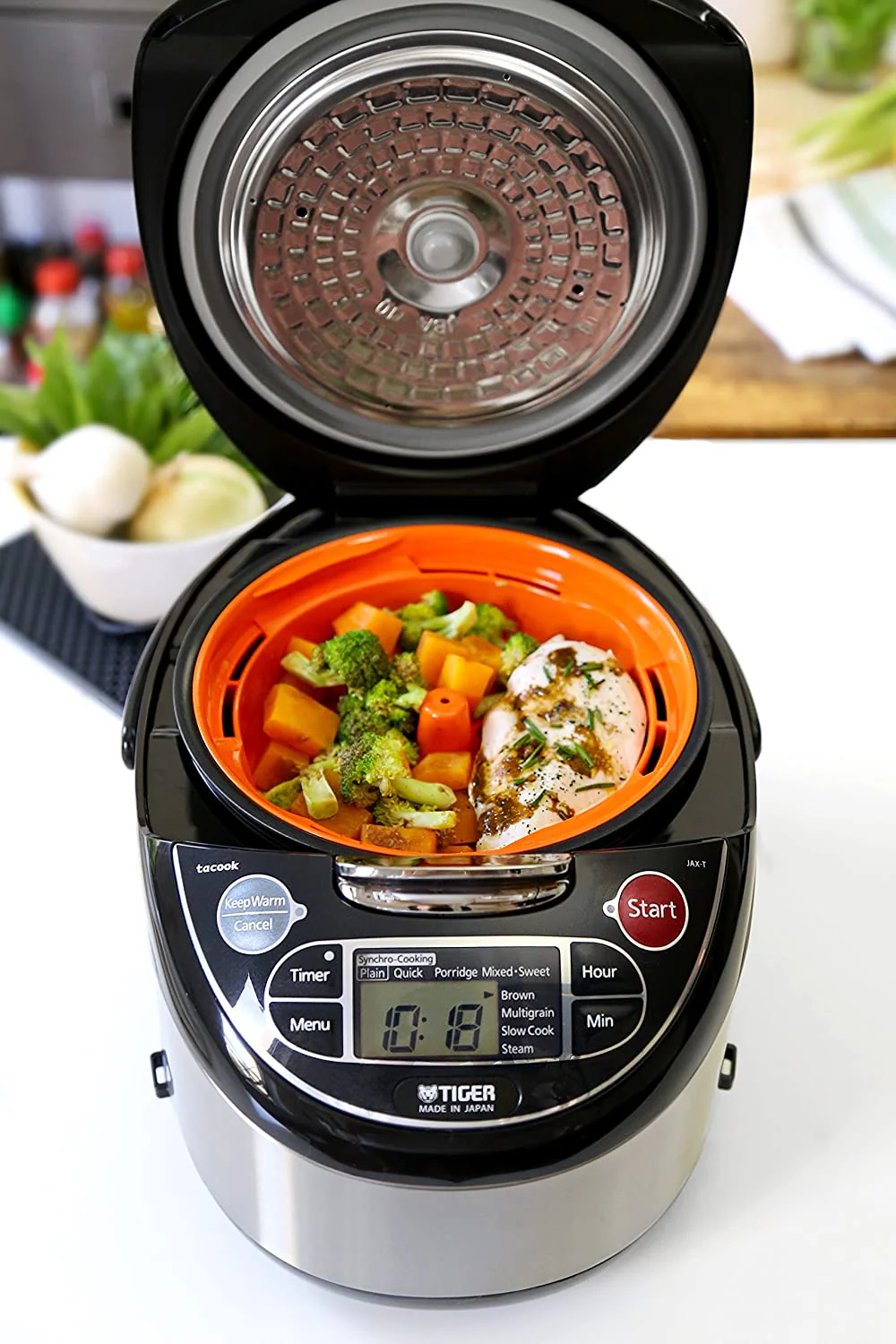 Tiger Rice Cooker: 10 cup, multi-function, s/s + black | JAX-T18U - Inhomebuy