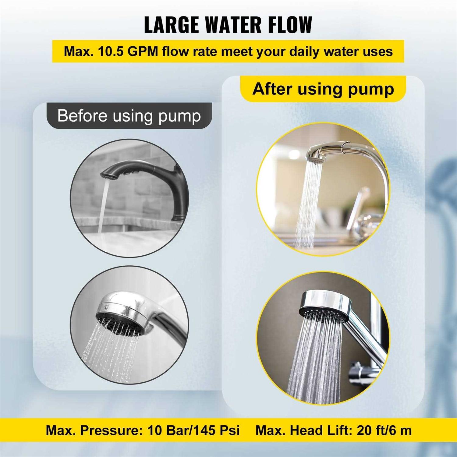 VEVOR Hot Water Recirculating Pump 100W Water Circulator Pump Auto Start/Close Ultra-silent Stainless Steel Head Circulation for Electric Water RSXHB110V100WLAF8V1 - Inhomebuy