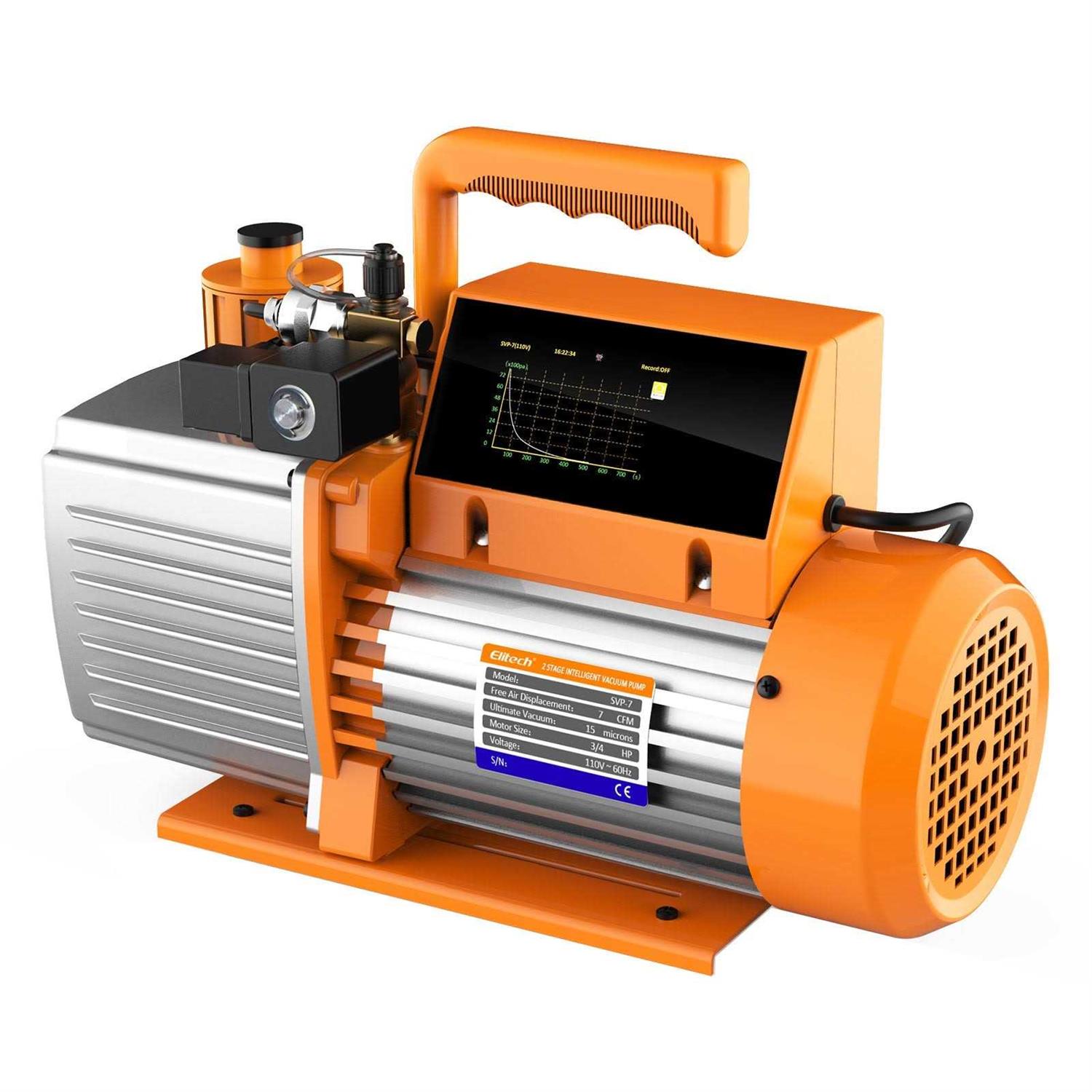 Elitech Intelligent HVAC Vacuum Pump 7 CFM 2 Stage Vacuum Gauge App Control - Inhomebuy