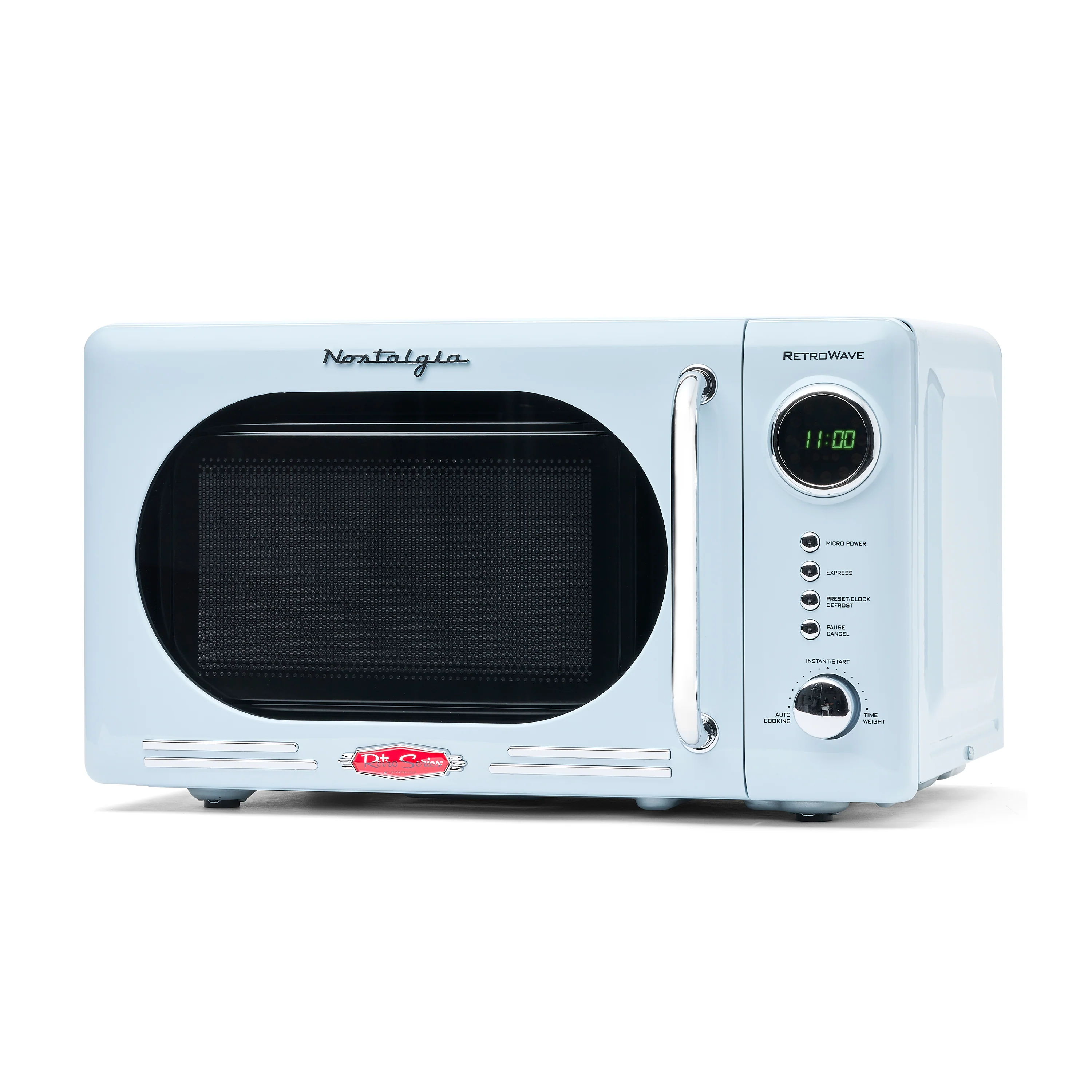 Nostalgia Retro 0.7 Cubic Foot 700-Watt Countertop Microwave Oven - Blue - Inhomebuy